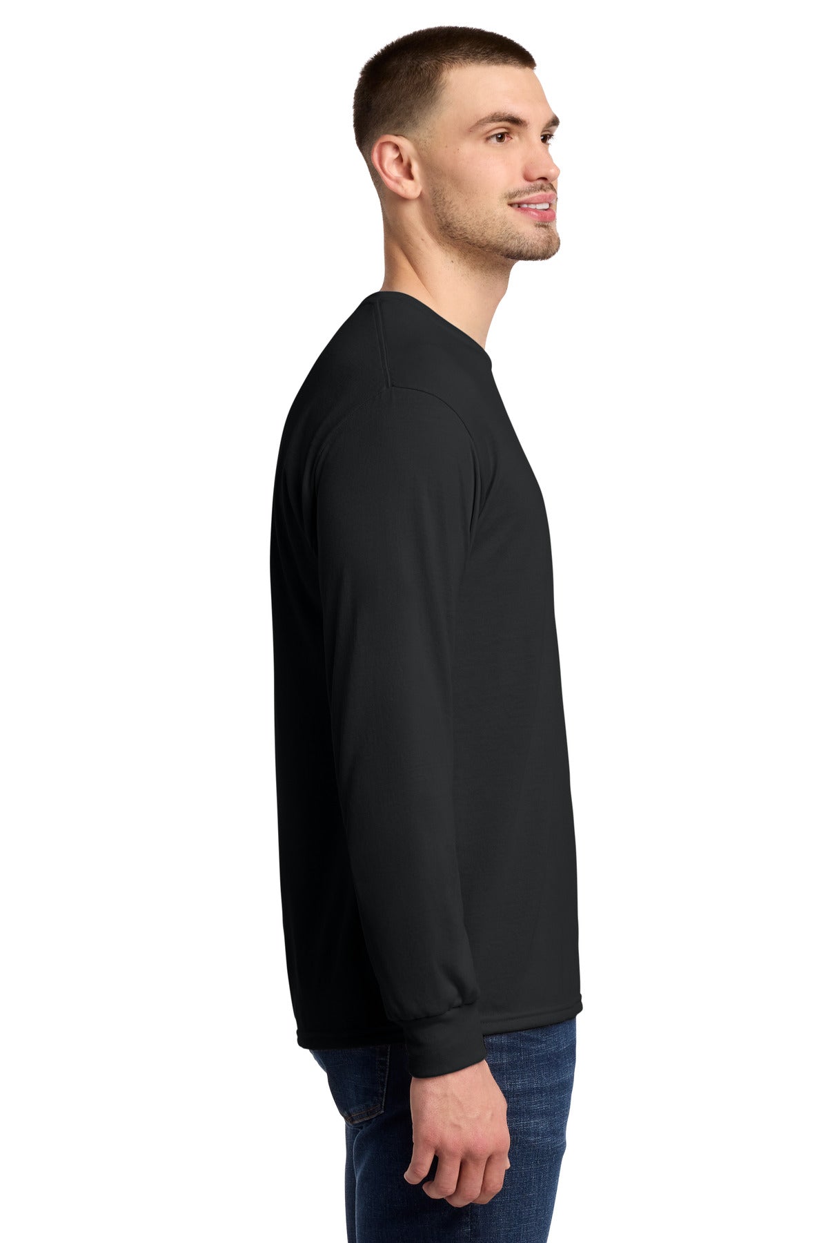 Jerzees Dri-Power 100% Polyester Long Sleeve T-Shirt 21LS - Black - side