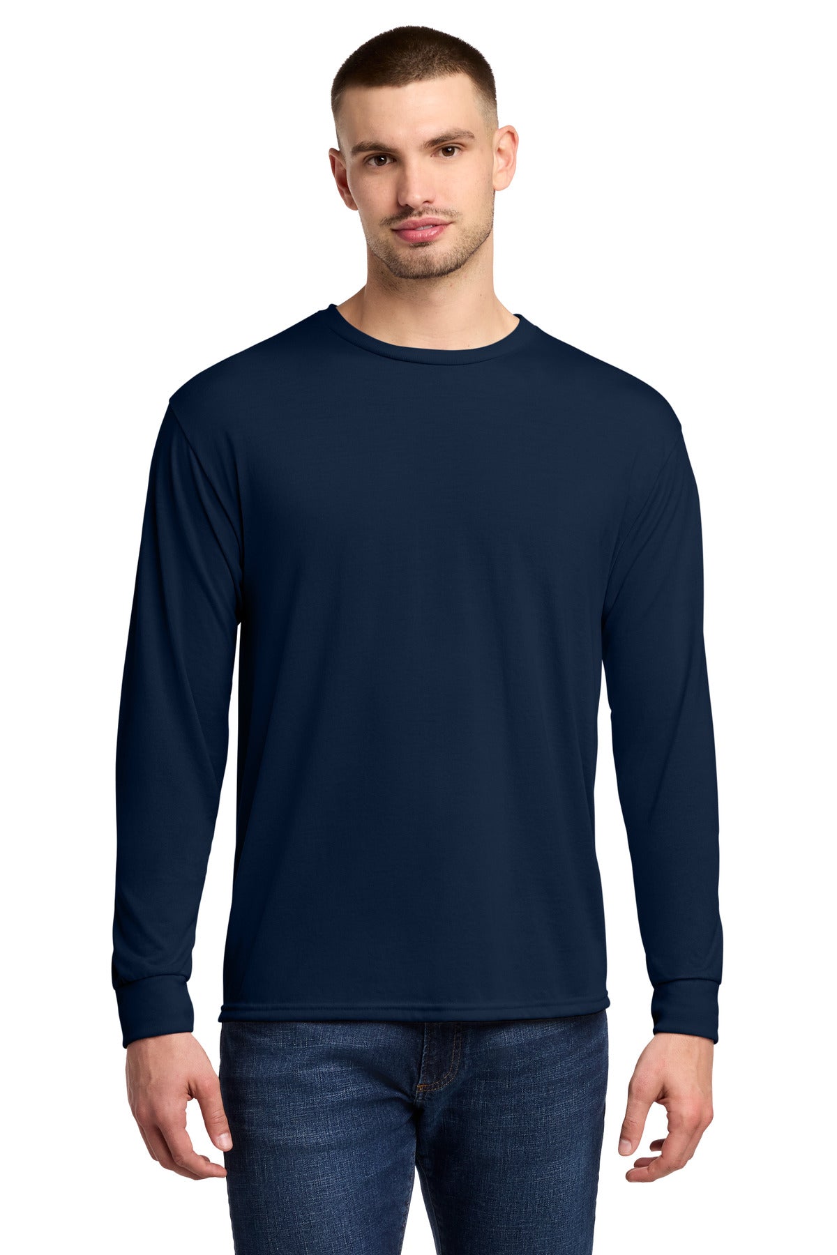 Jerzees Dri-Power 100% Polyester Long Sleeve T-Shirt 21LS - J. Navy - front