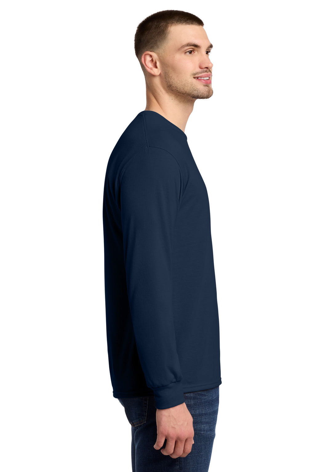 Jerzees Dri-Power 100% Polyester Long Sleeve T-Shirt 21LS - J. Navy - side