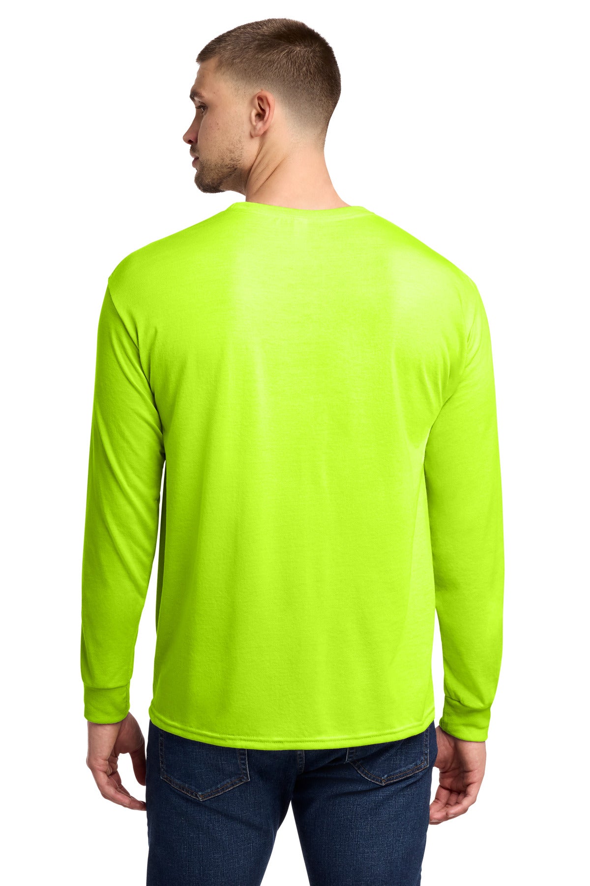 Jerzees Dri-Power 100% Polyester Long Sleeve T-Shirt 21LS - Safety Green - back