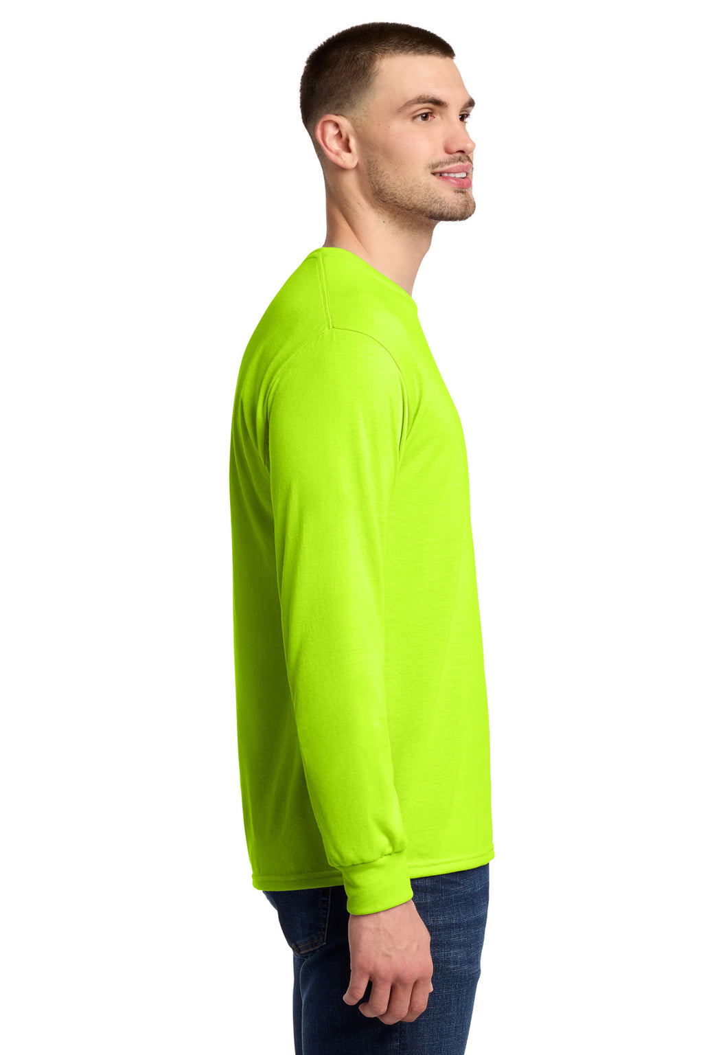 Jerzees Dri-Power 100% Polyester Long Sleeve T-Shirt 21LS - Safety Green - side
