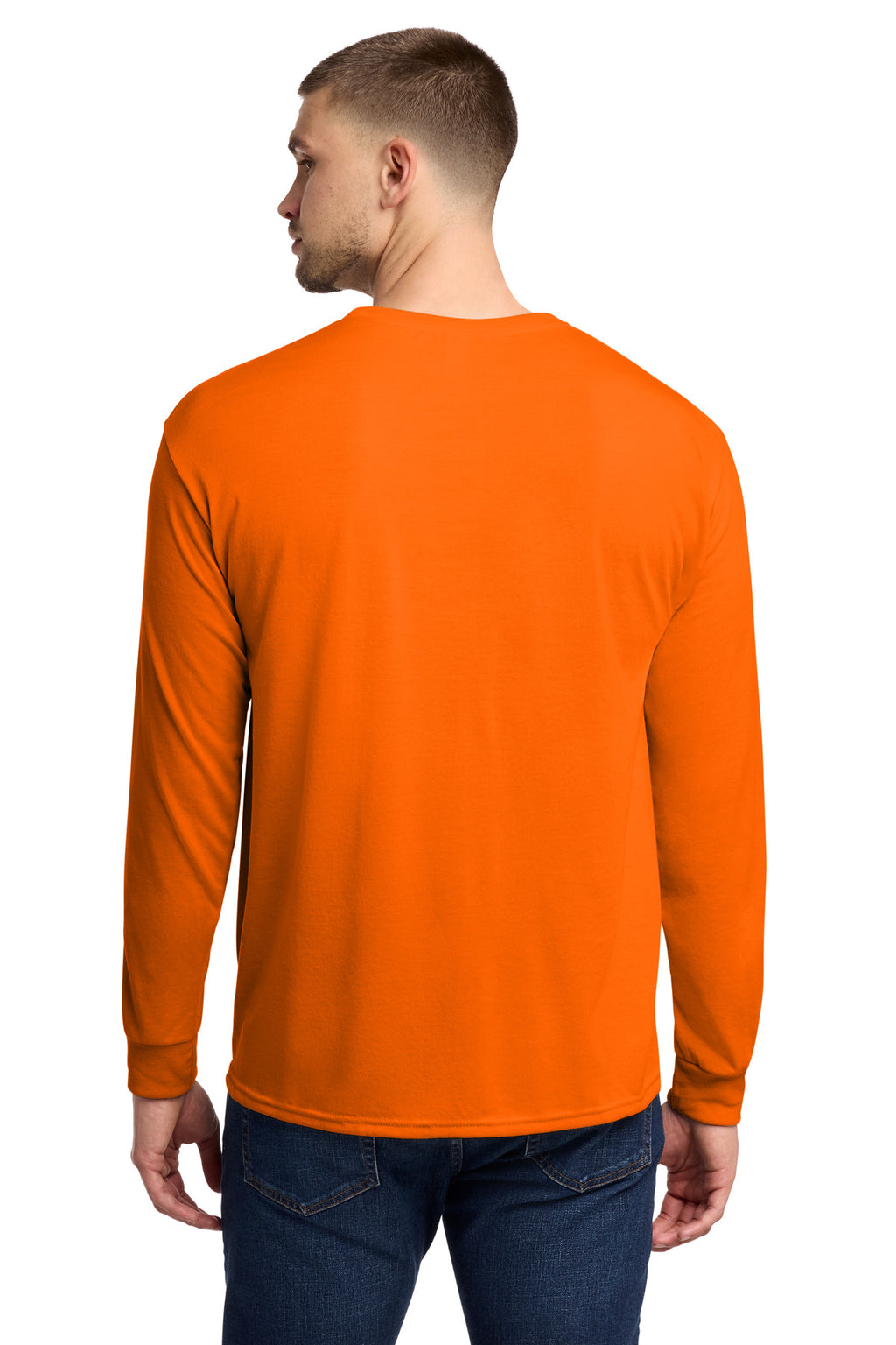 Jerzees Dri-Power 100% Polyester Long Sleeve T-Shirt 21LS - Safety Orange - back