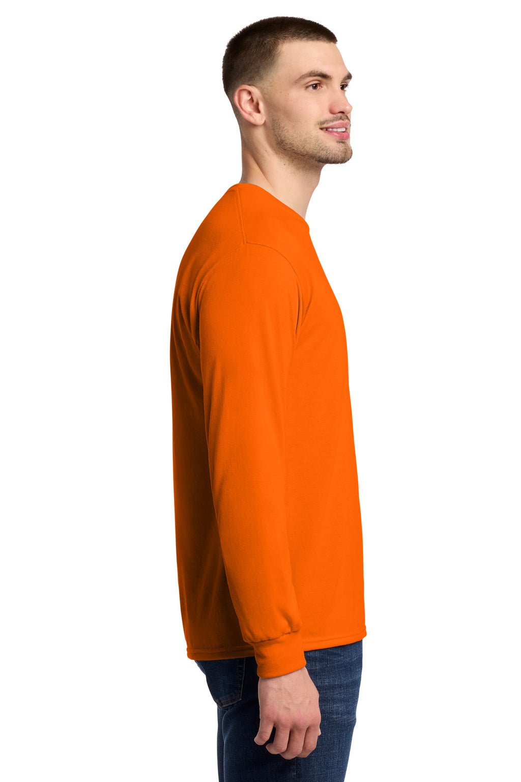 Jerzees Dri-Power 100% Polyester Long Sleeve T-Shirt 21LS - Safety Orange - side
