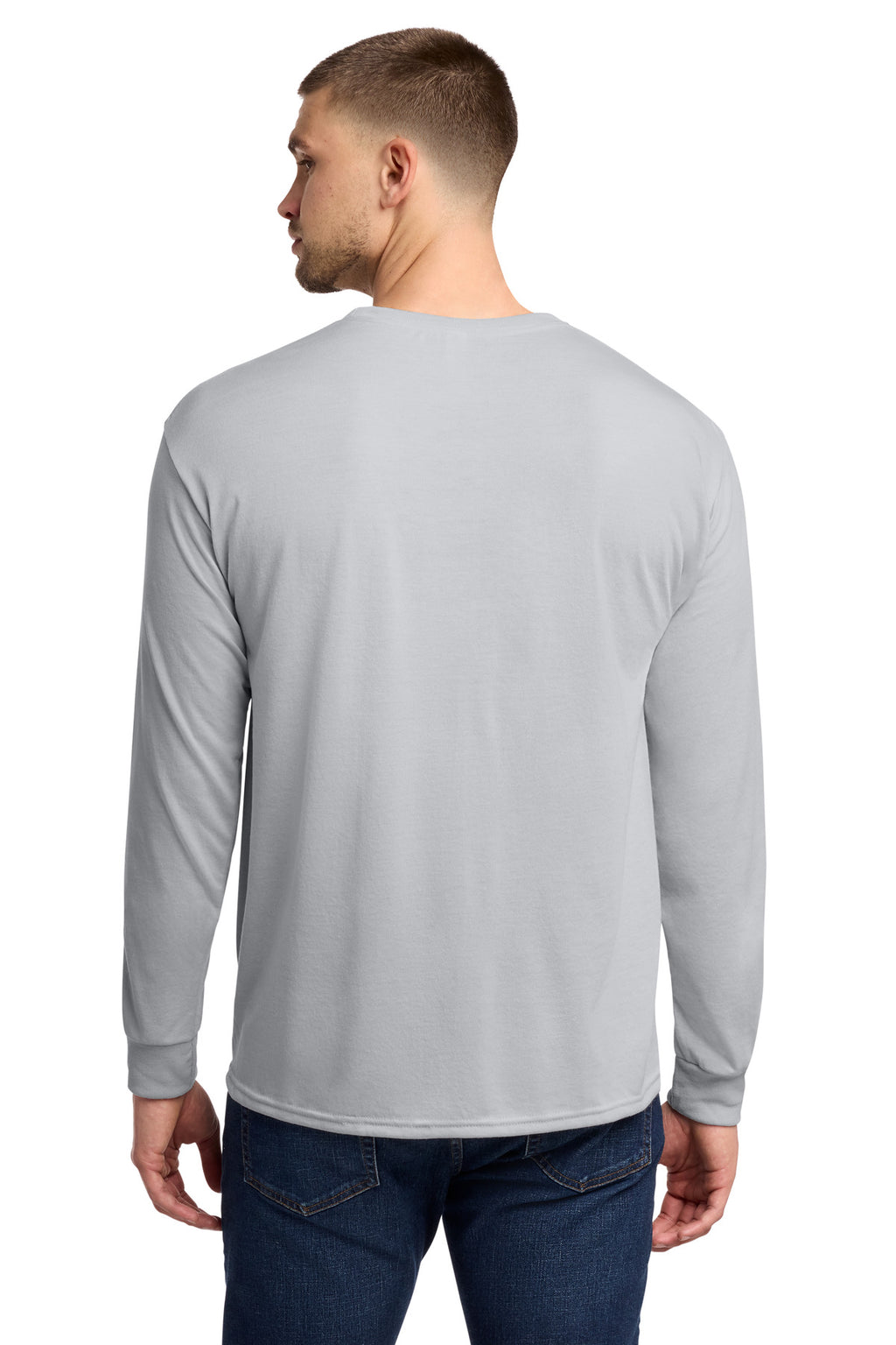 Jerzees Dri-Power 100% Polyester Long Sleeve T-Shirt 21LS - Silver - back