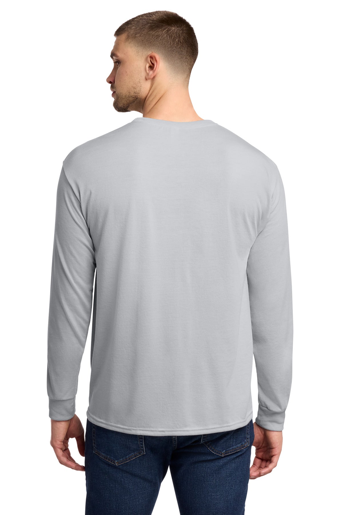 Jerzees Dri-Power 100% Polyester Long Sleeve T-Shirt 21LS - Silver - back