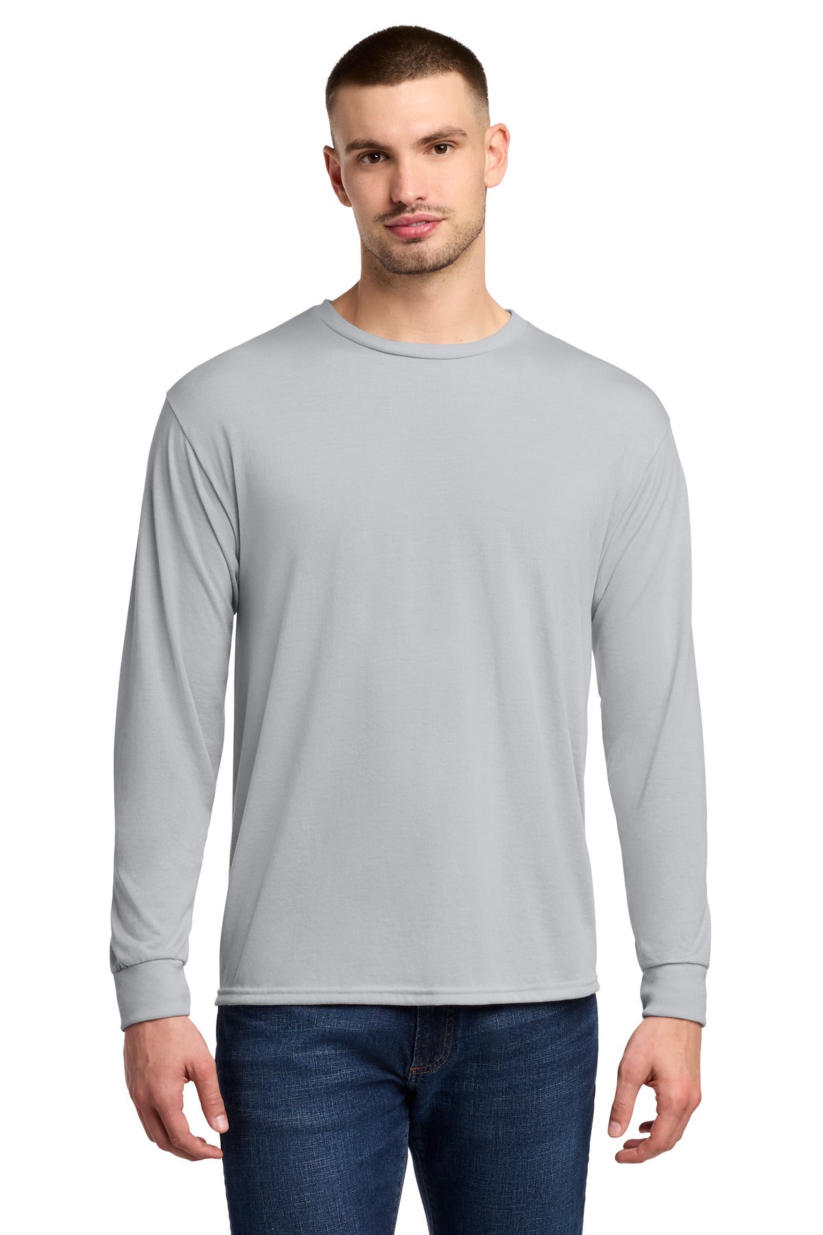 Jerzees Dri-Power 100% Polyester Long Sleeve T-Shirt 21LS - Silver - front