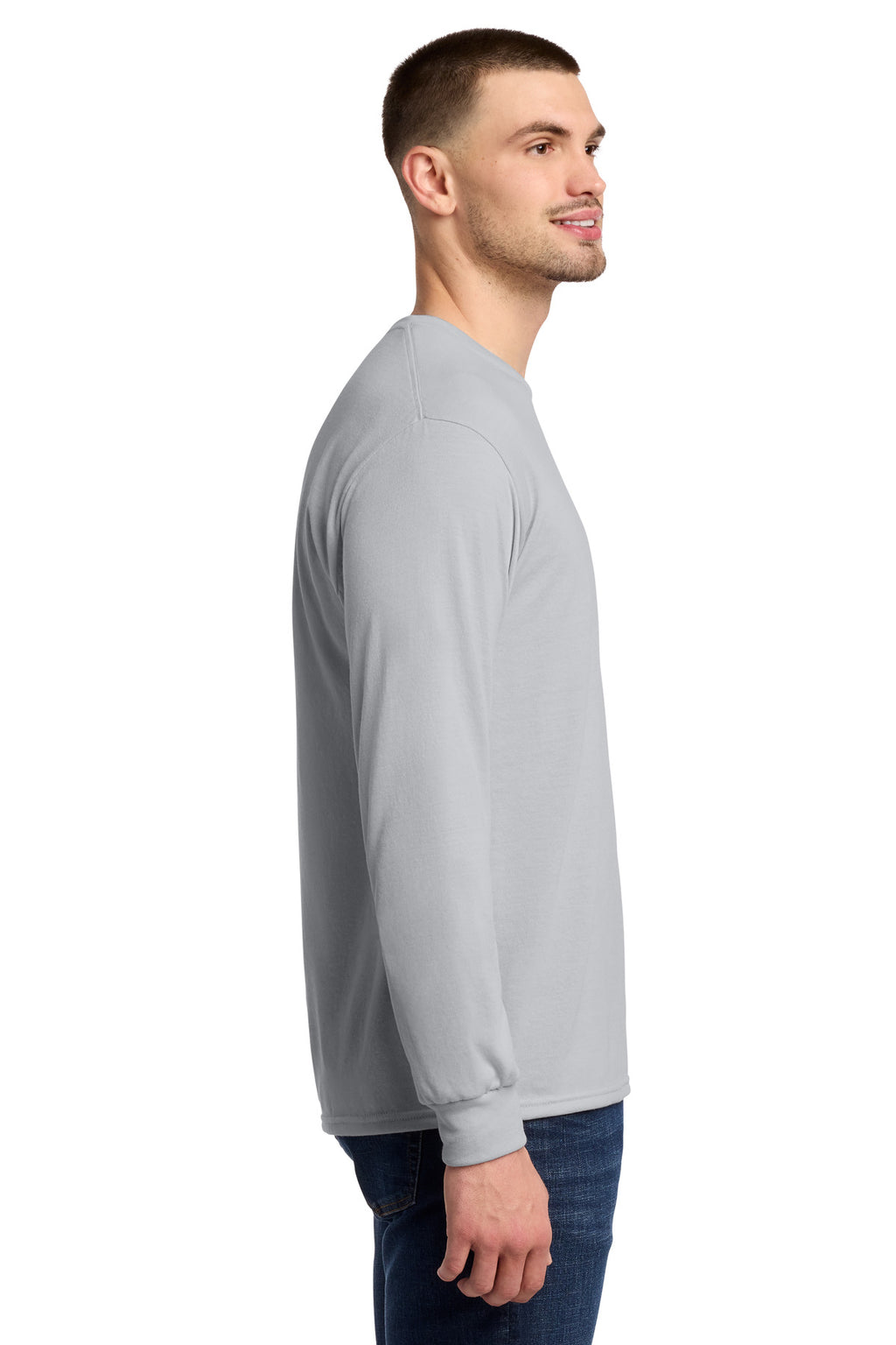 Jerzees Dri-Power 100% Polyester Long Sleeve T-Shirt 21LS - Silver - side