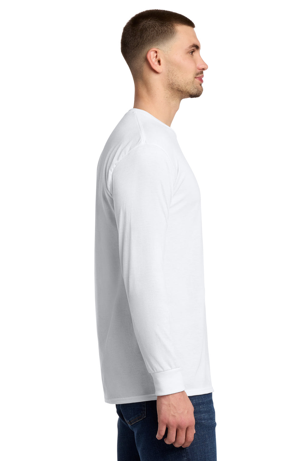 Jerzees Dri-Power 100% Polyester Long Sleeve T-Shirt 21LS - White - side
