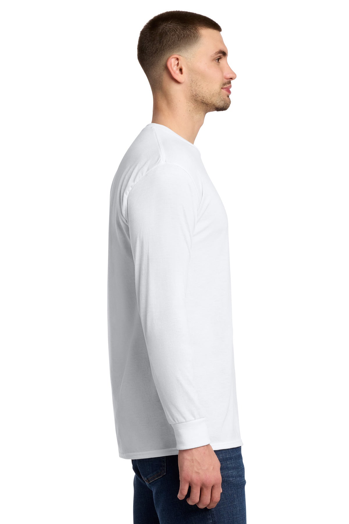 Jerzees Dri-Power 100% Polyester Long Sleeve T-Shirt 21LS - White - side