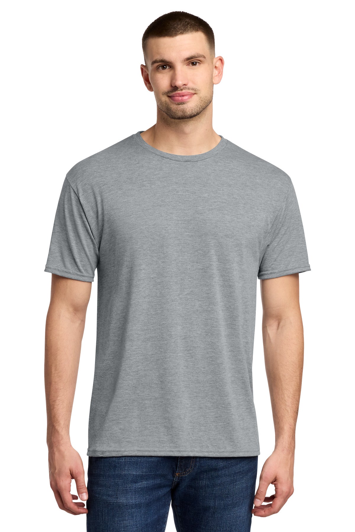 Jerzees Dri-Power 100% Polyester T-Shirt. 21M - Athletic Heather - front
