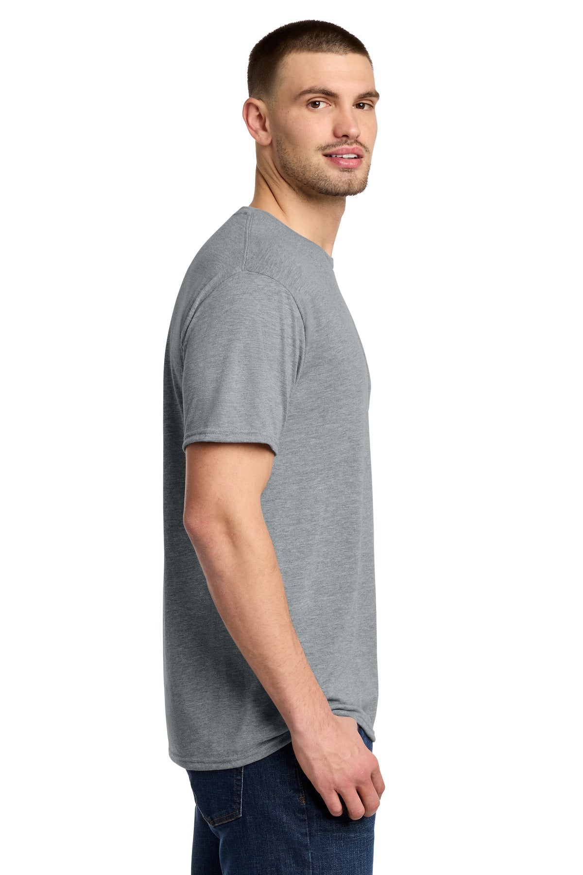 Jerzees Dri-Power 100% Polyester T-Shirt. 21M - Athletic Heather - side