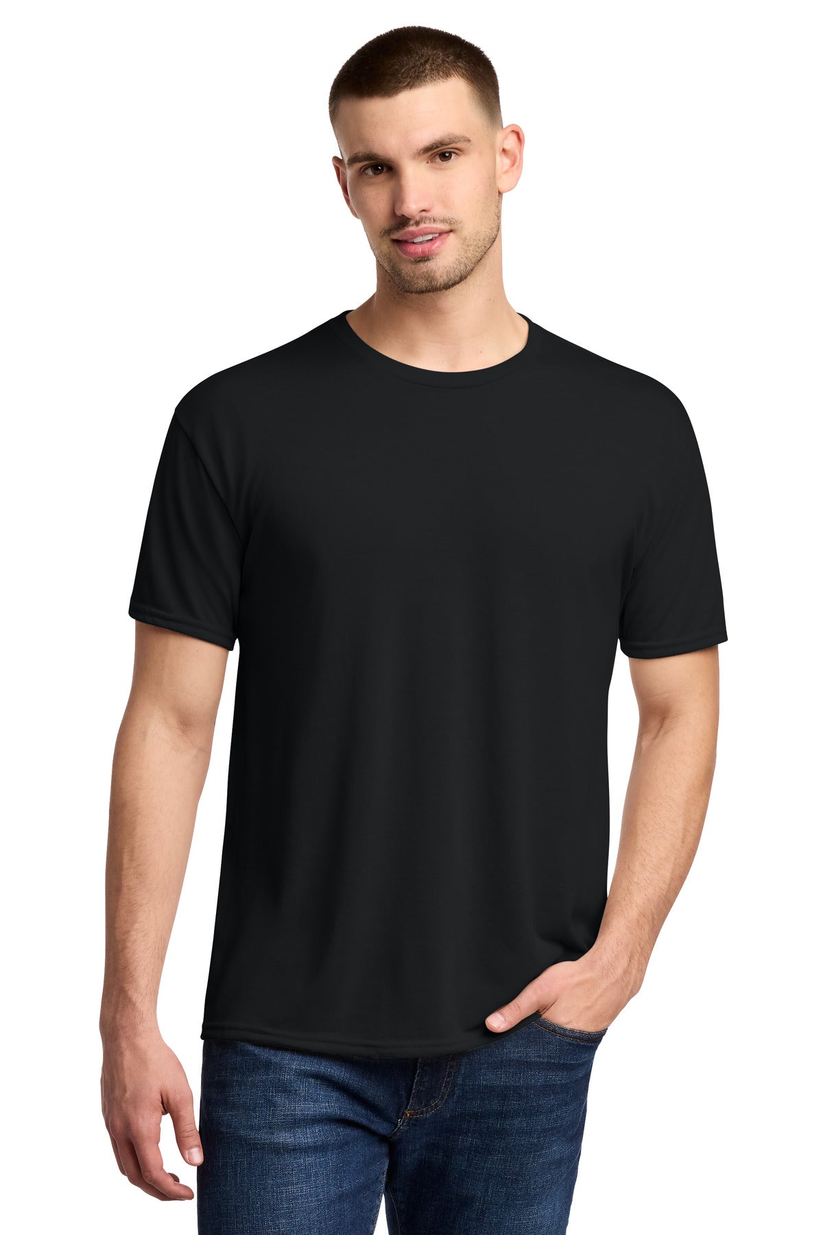 Jerzees Dri-Power 100% Polyester T-Shirt. 21M - Black - front