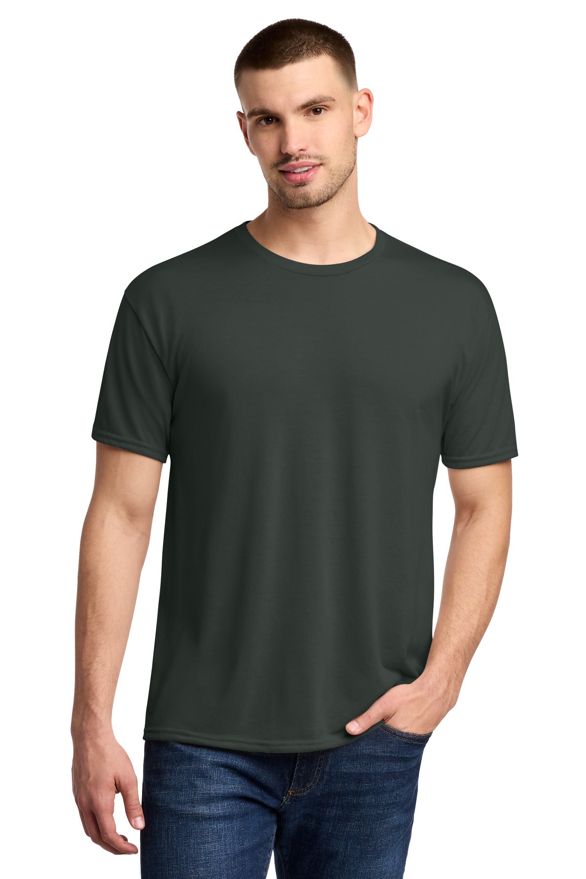 Jerzees Dri-Power 100% Polyester T-Shirt. 21M - Charcoal Grey - front