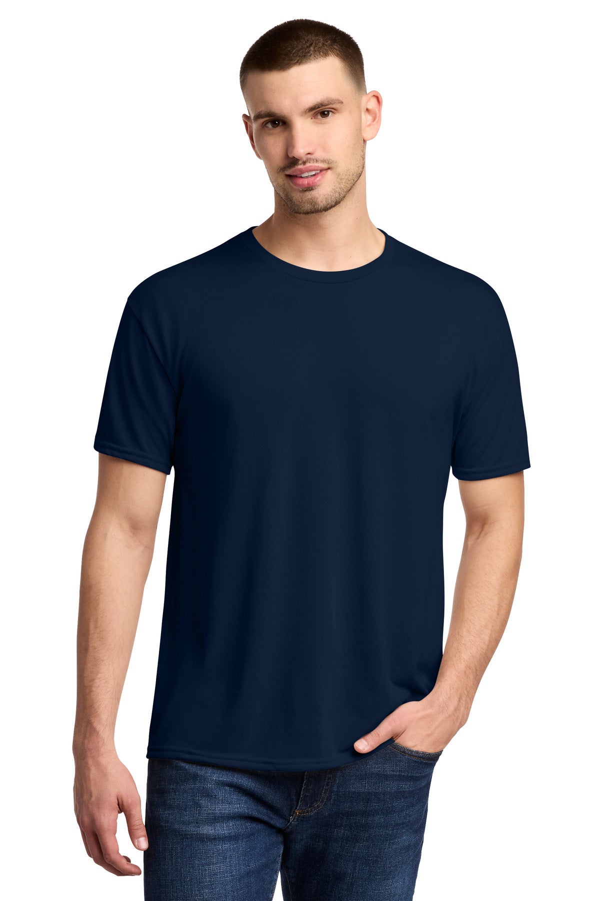 Jerzees Dri-Power 100% Polyester T-Shirt. 21M - J. Navy - front