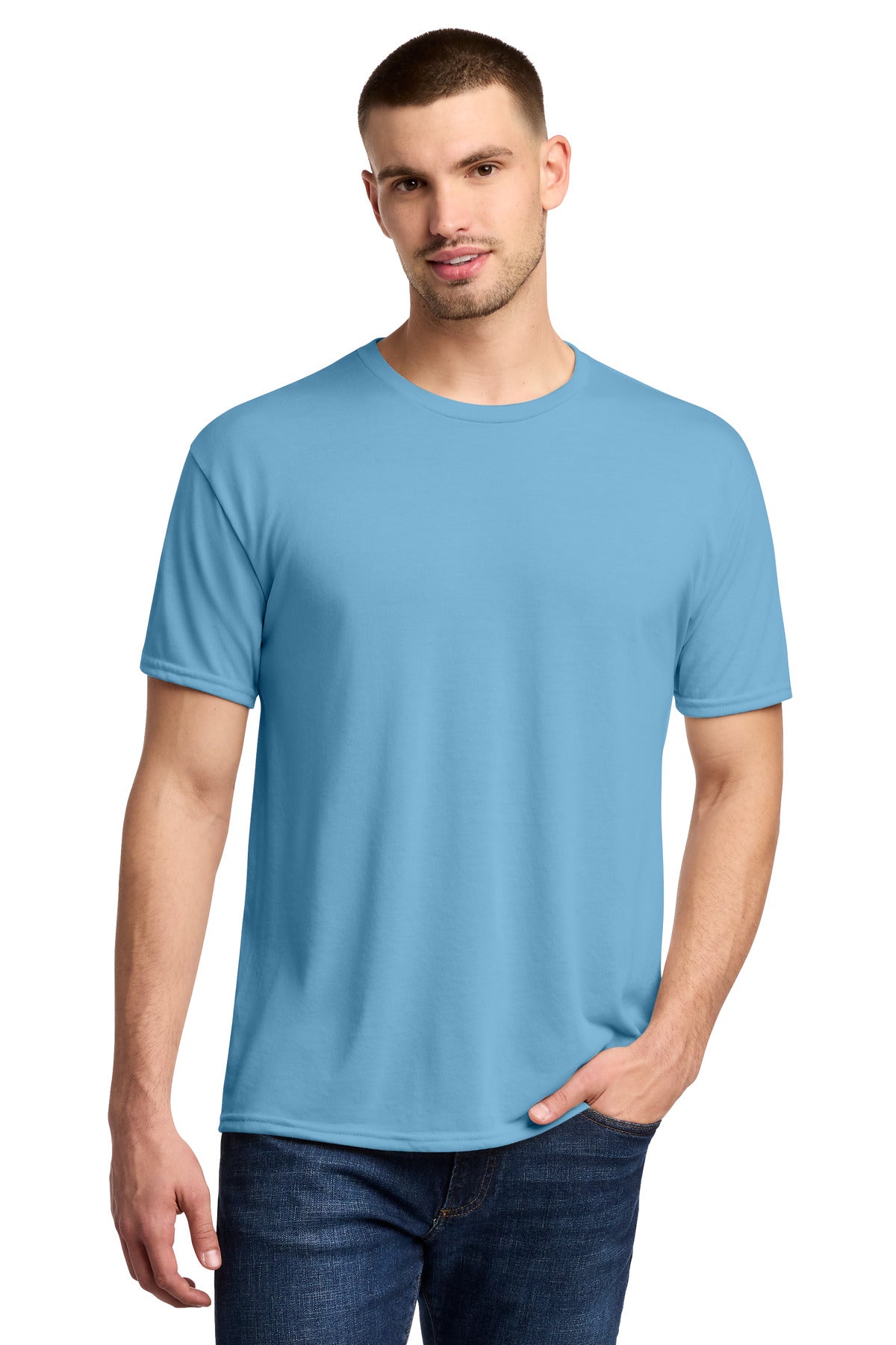 Jerzees Dri-Power 100% Polyester T-Shirt. 21M - Light Blue - front
