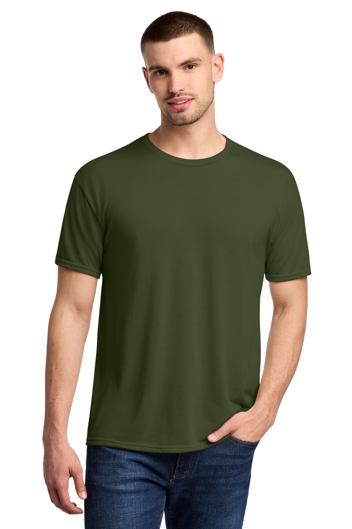 Jerzees Dri-Power 100% Polyester T-Shirt. 21M - Military Green - front