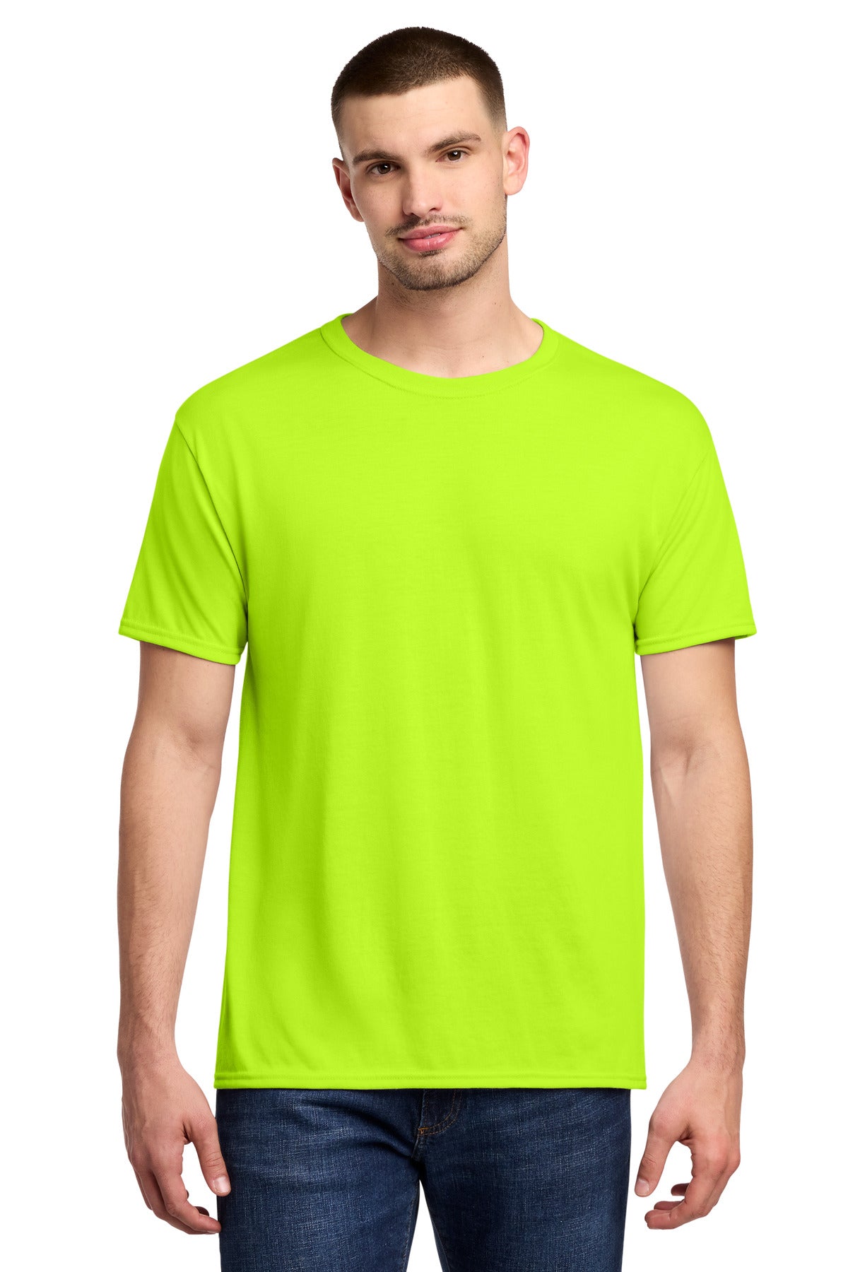 Jerzees Dri-Power 100% Polyester T-Shirt. 21M - Safety Green - front