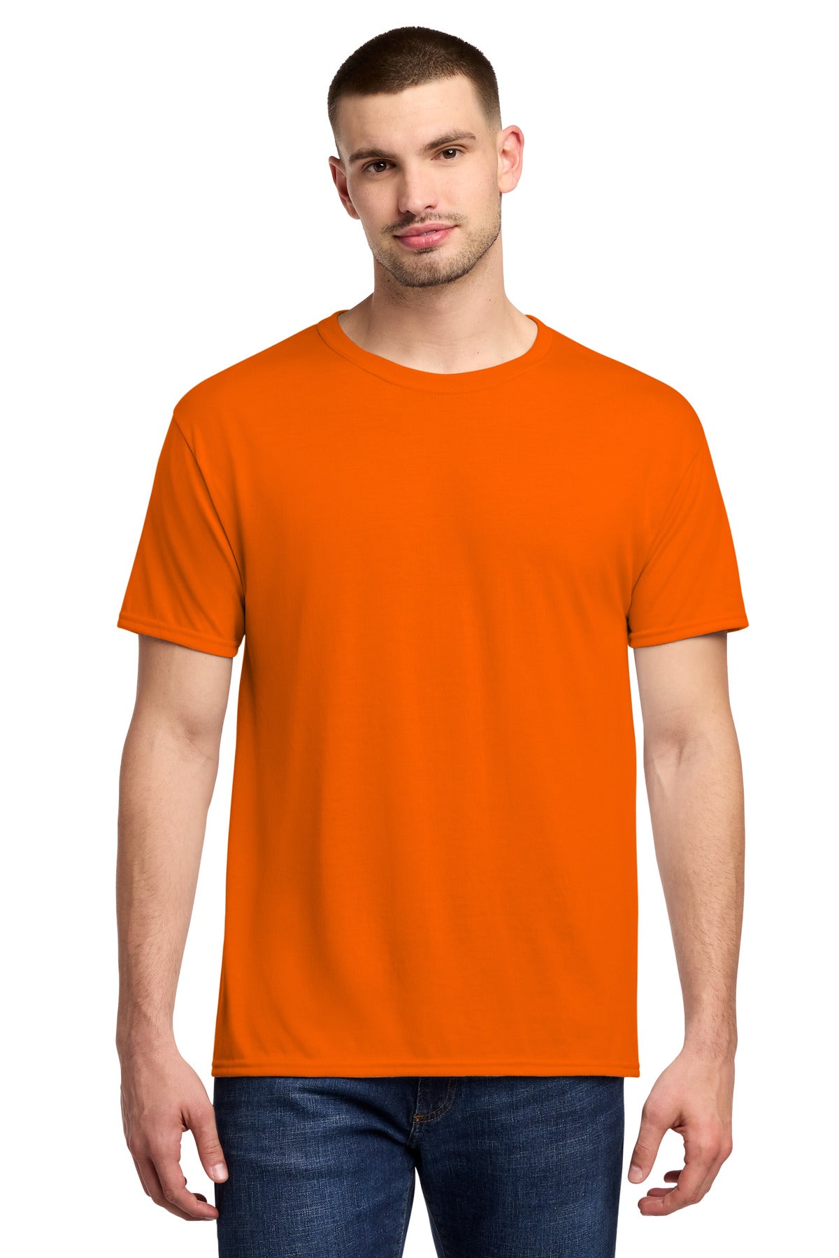 Jerzees Dri-Power 100% Polyester T-Shirt. 21M - Safety Orange - front