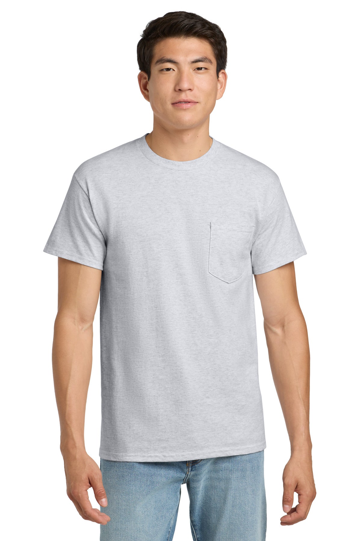 Gildan - Ultra Cotton 100% US Cotton T-Shirt with Pocket. 2300 - Ash - front