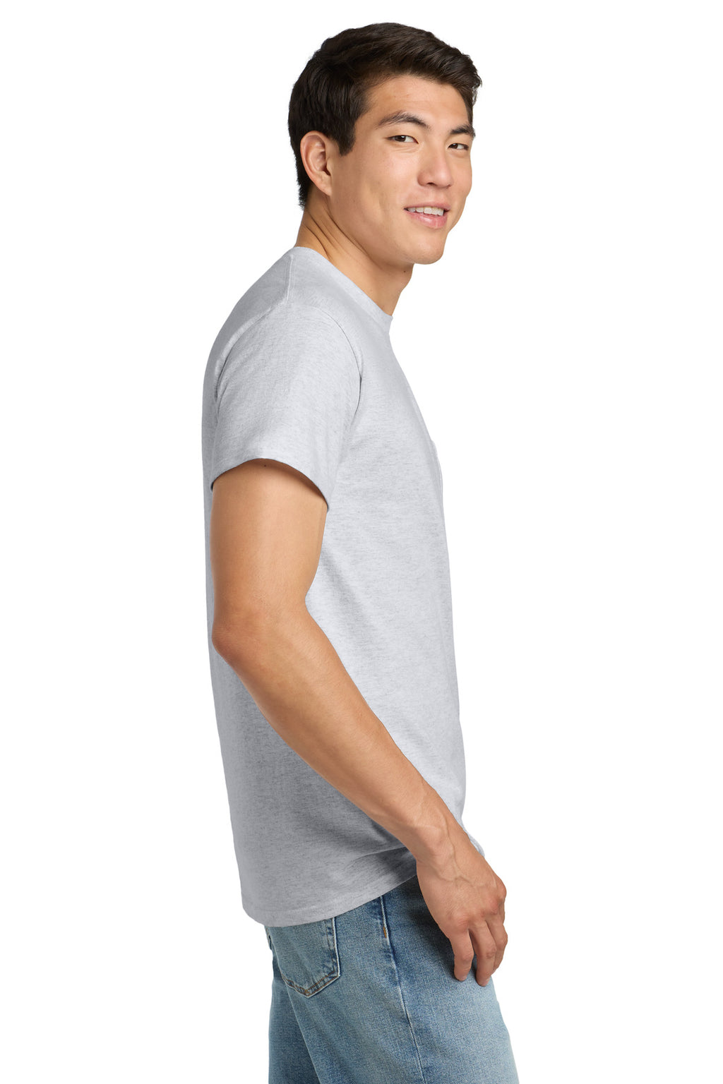 Gildan - Ultra Cotton 100% US Cotton T-Shirt with Pocket. 2300 - Ash - side