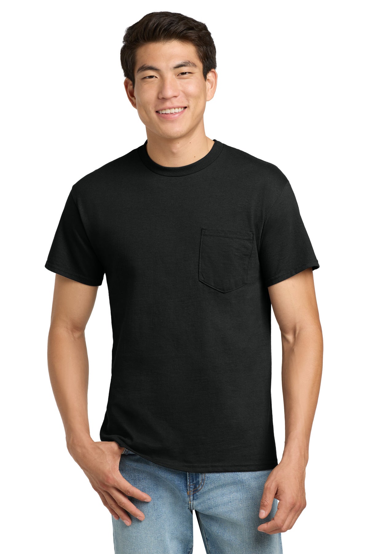 Gildan - Ultra Cotton 100% US Cotton T-Shirt with Pocket. 2300 - Black - front
