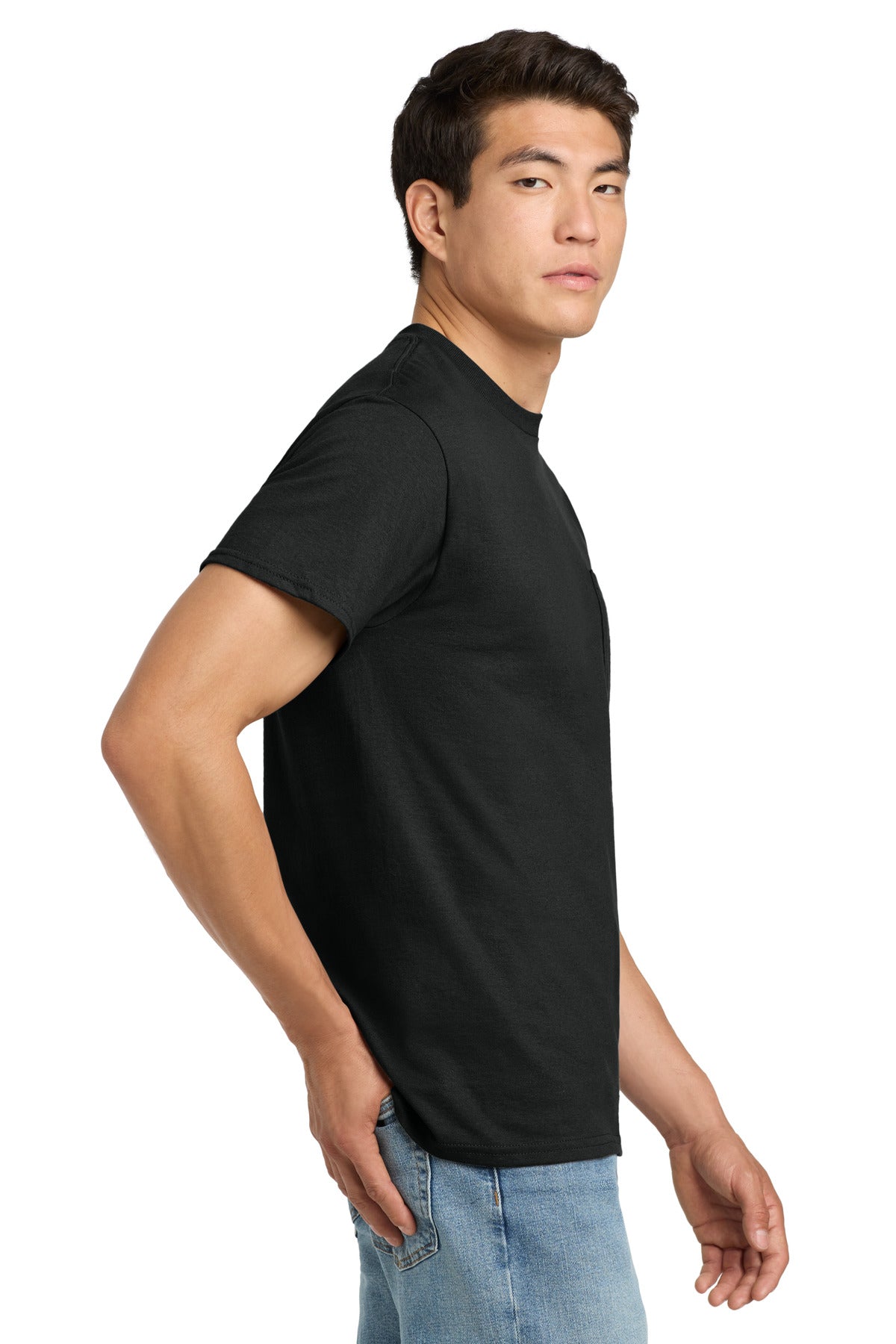 Gildan - Ultra Cotton 100% US Cotton T-Shirt with Pocket. 2300 - Black - side