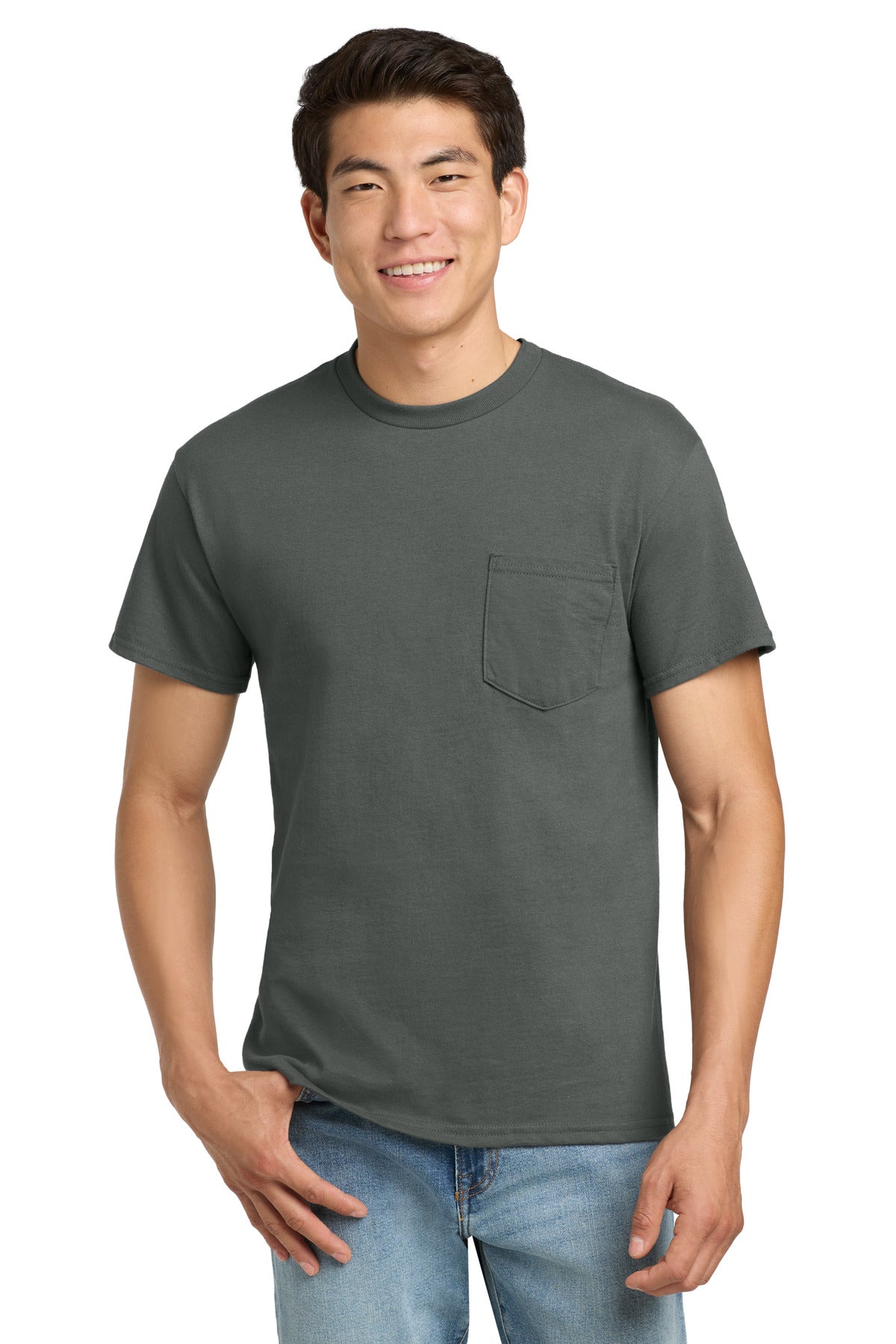 Gildan - Ultra Cotton 100% US Cotton T-Shirt with Pocket. 2300 - Charcoal - front