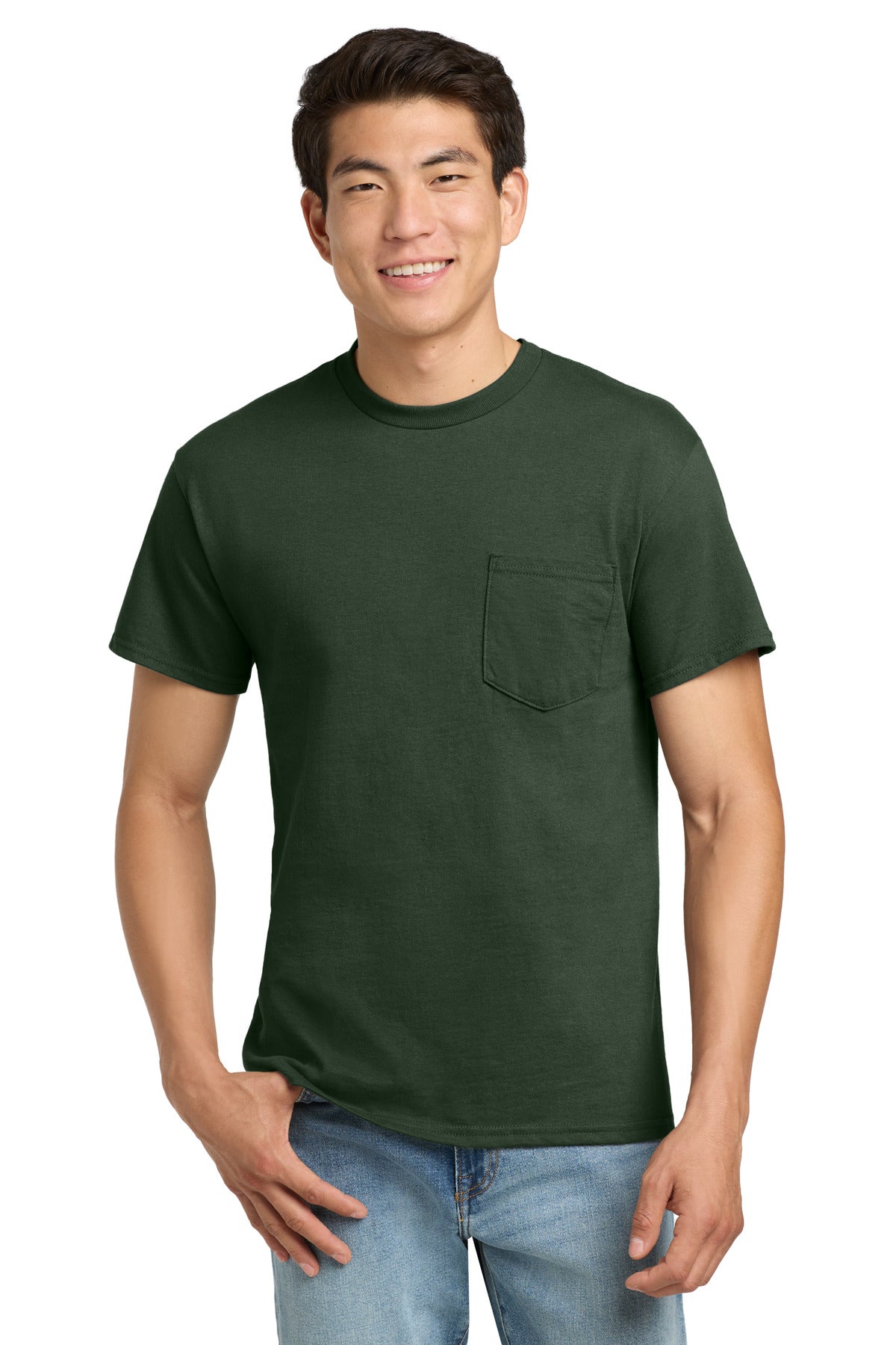Gildan - Ultra Cotton 100% US Cotton T-Shirt with Pocket. 2300 - Forest Green - front