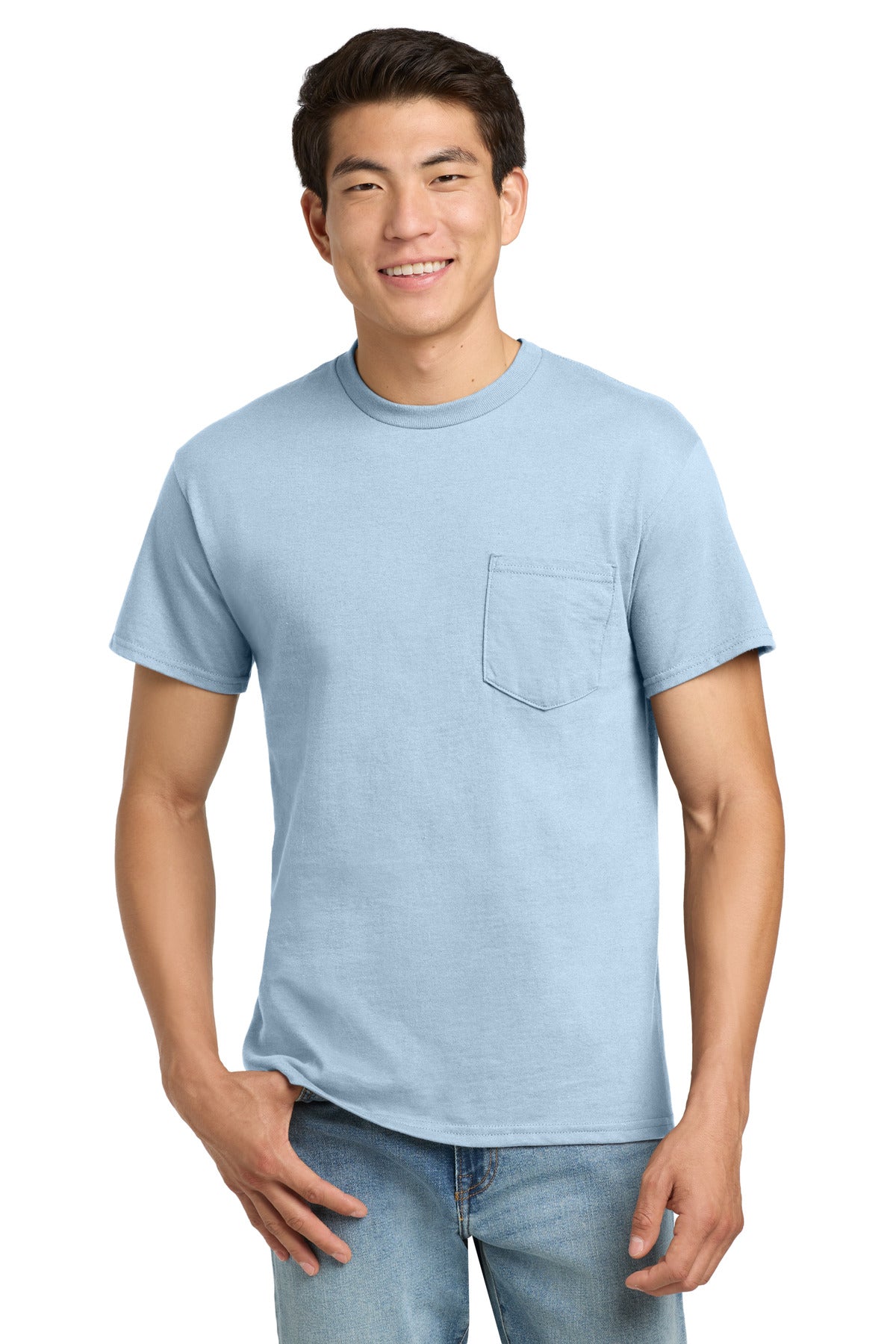 Gildan - Ultra Cotton 100% US Cotton T-Shirt with Pocket. 2300 - Light Blue - front