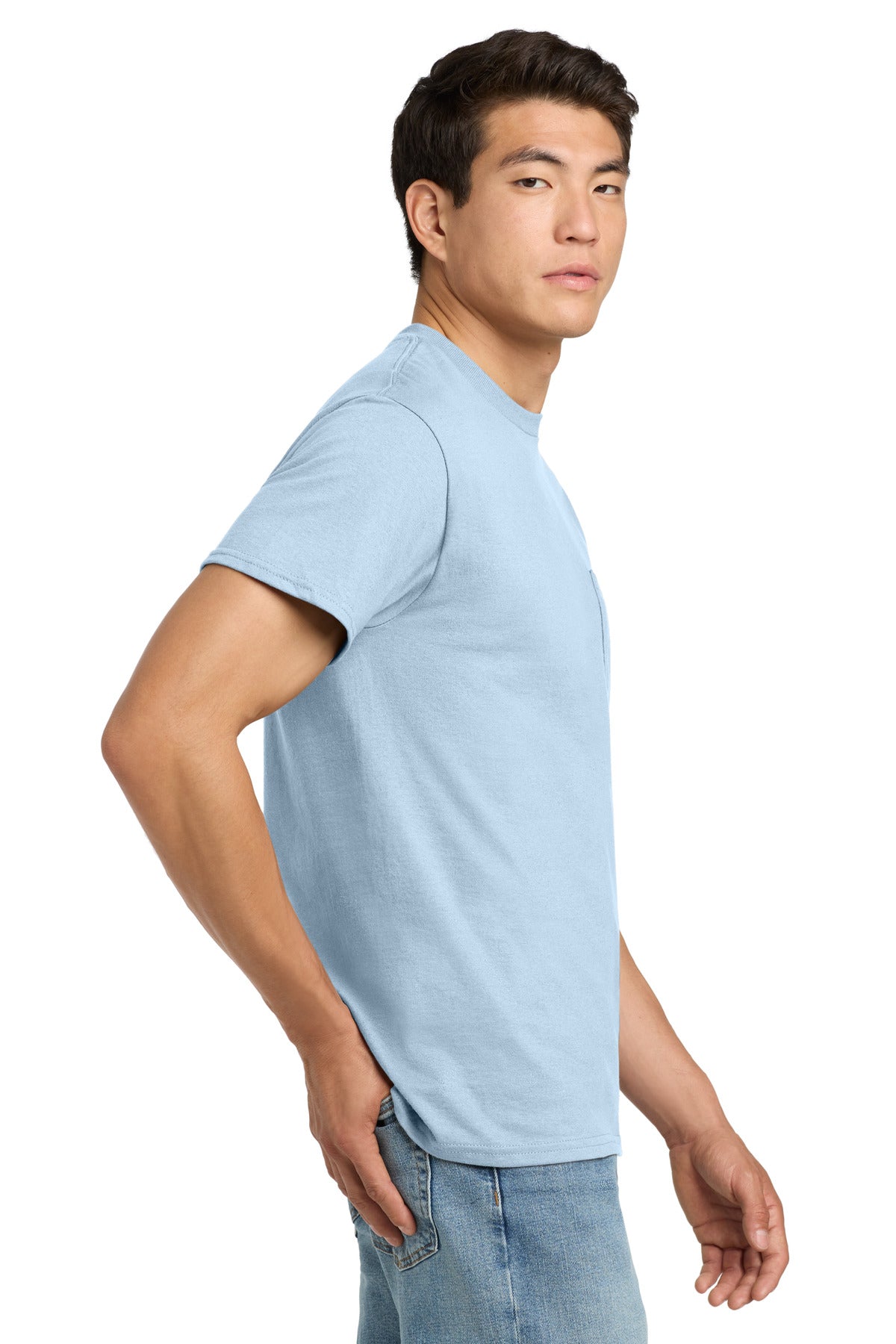 Gildan - Ultra Cotton 100% US Cotton T-Shirt with Pocket. 2300 - Light Blue - side