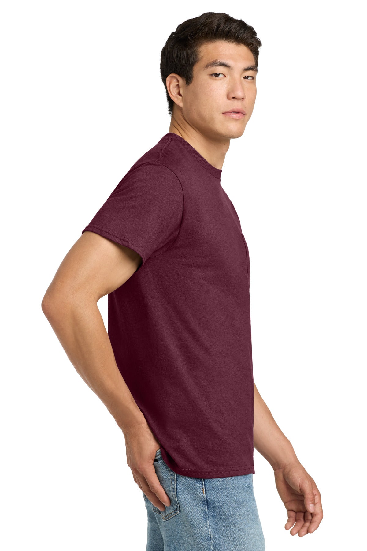 Gildan - Ultra Cotton 100% US Cotton T-Shirt with Pocket. 2300 - Maroon - side