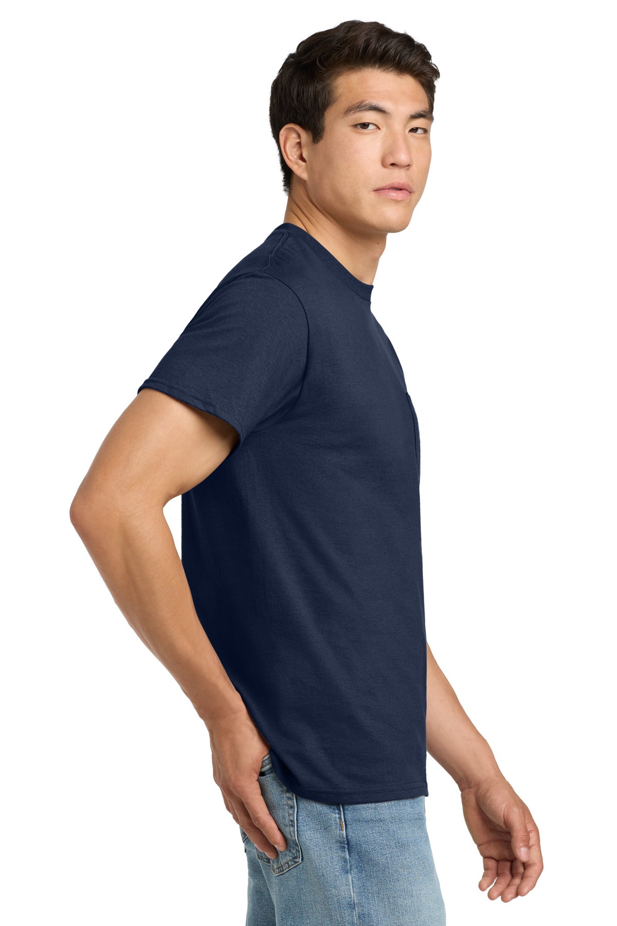 Gildan - Ultra Cotton 100% US Cotton T-Shirt with Pocket. 2300 - Navy - side