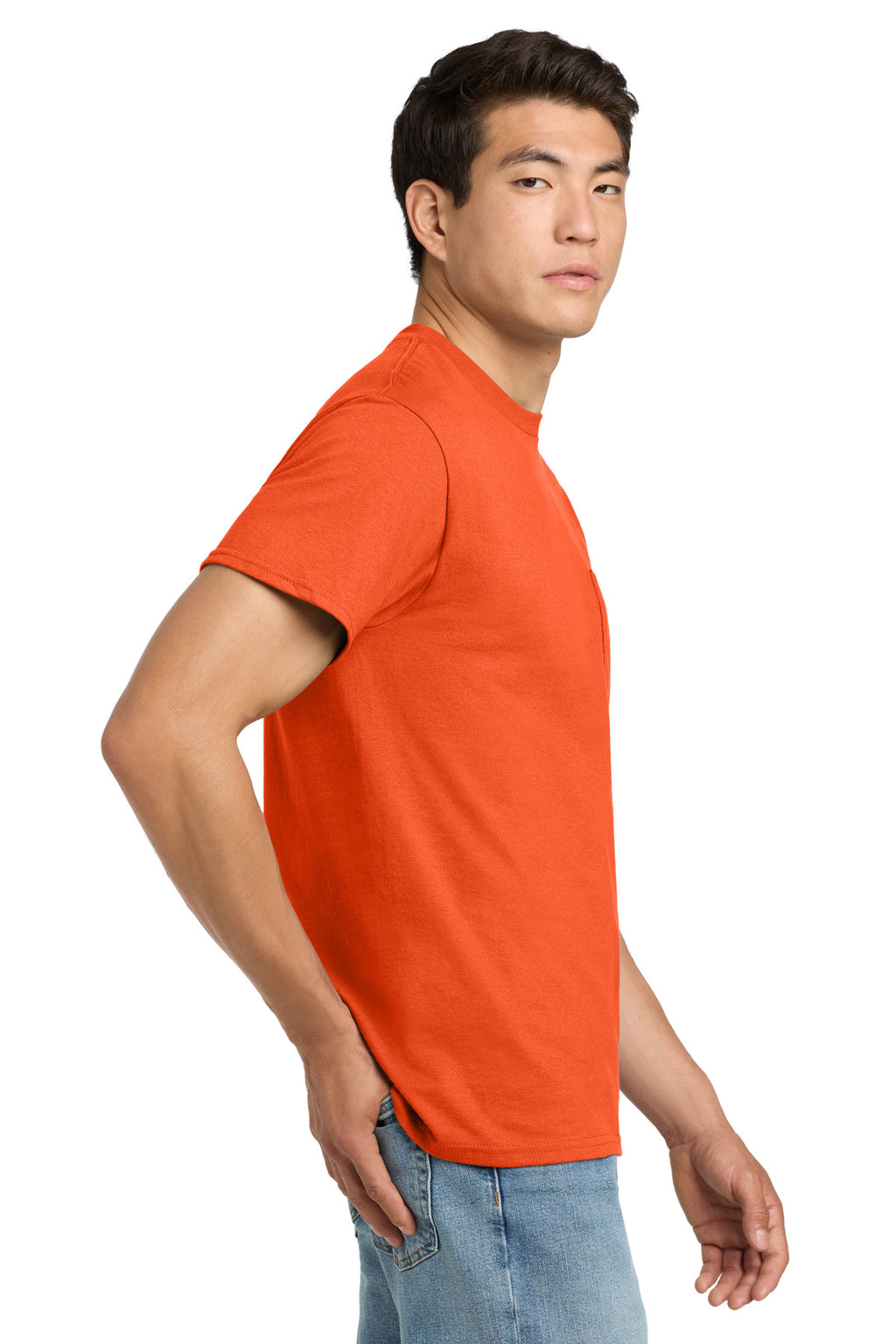 Gildan - Ultra Cotton 100% US Cotton T-Shirt with Pocket. 2300 - Orange - side