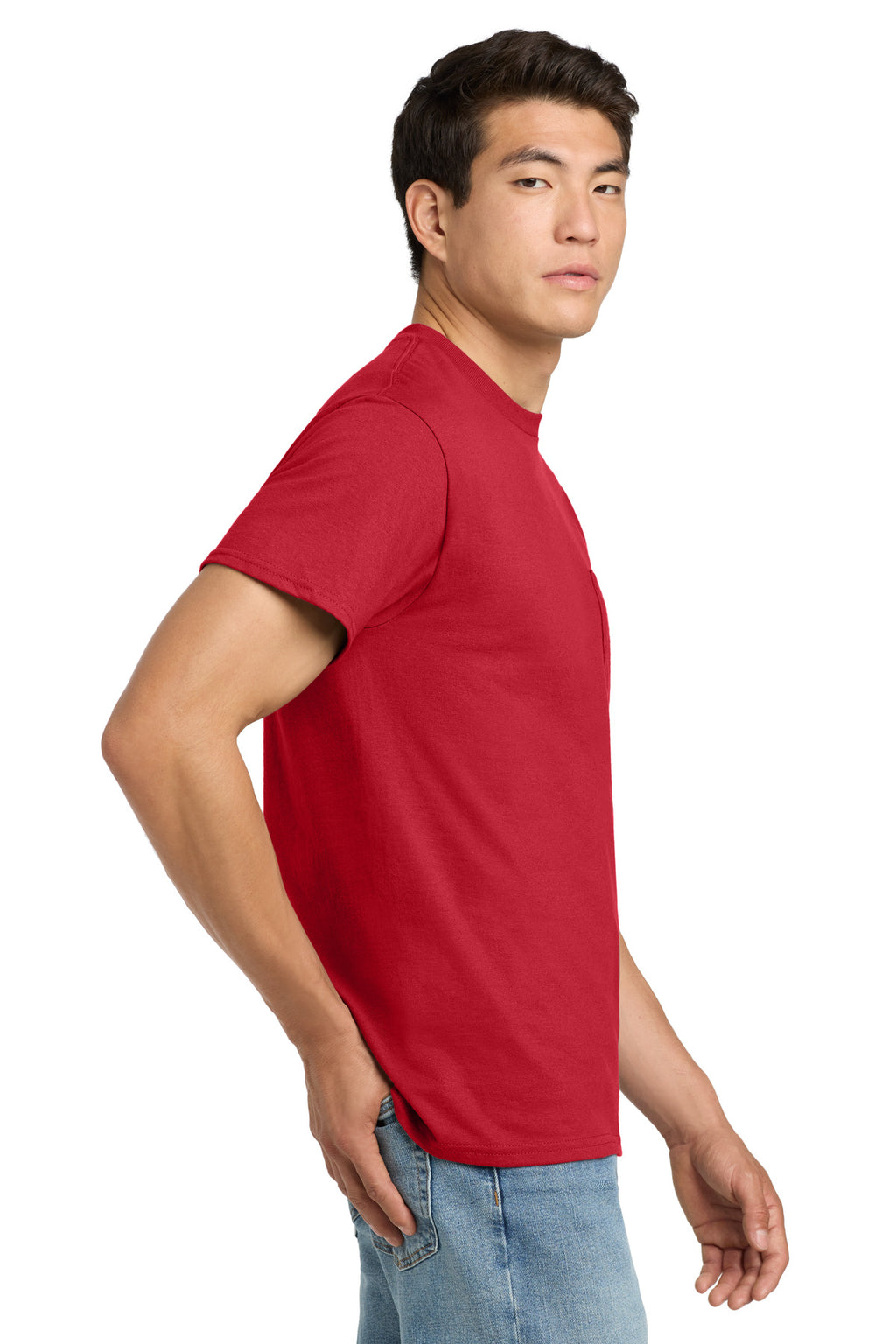 Gildan - Ultra Cotton 100% US Cotton T-Shirt with Pocket. 2300 - Red - side