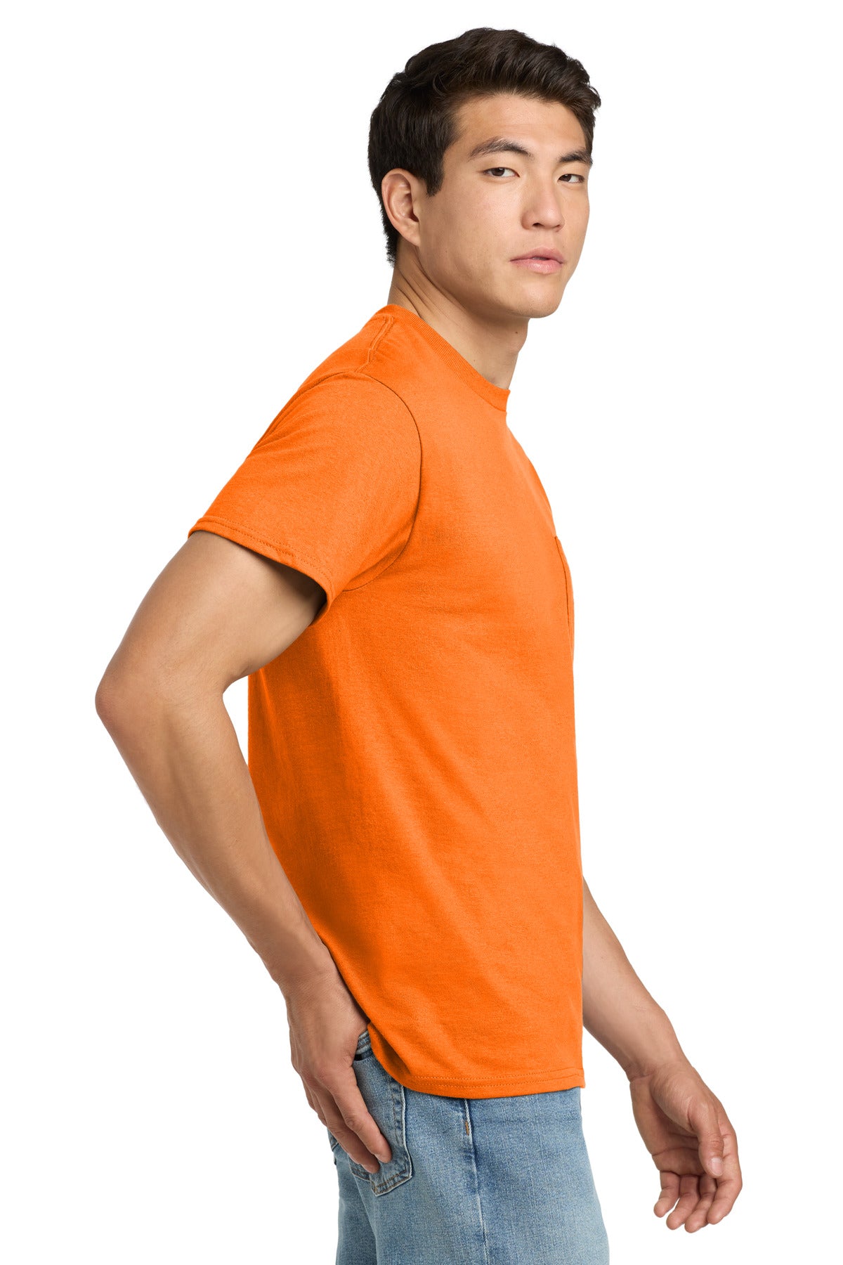 Gildan - Ultra Cotton 100% US Cotton T-Shirt with Pocket. 2300 - S. Orange - side