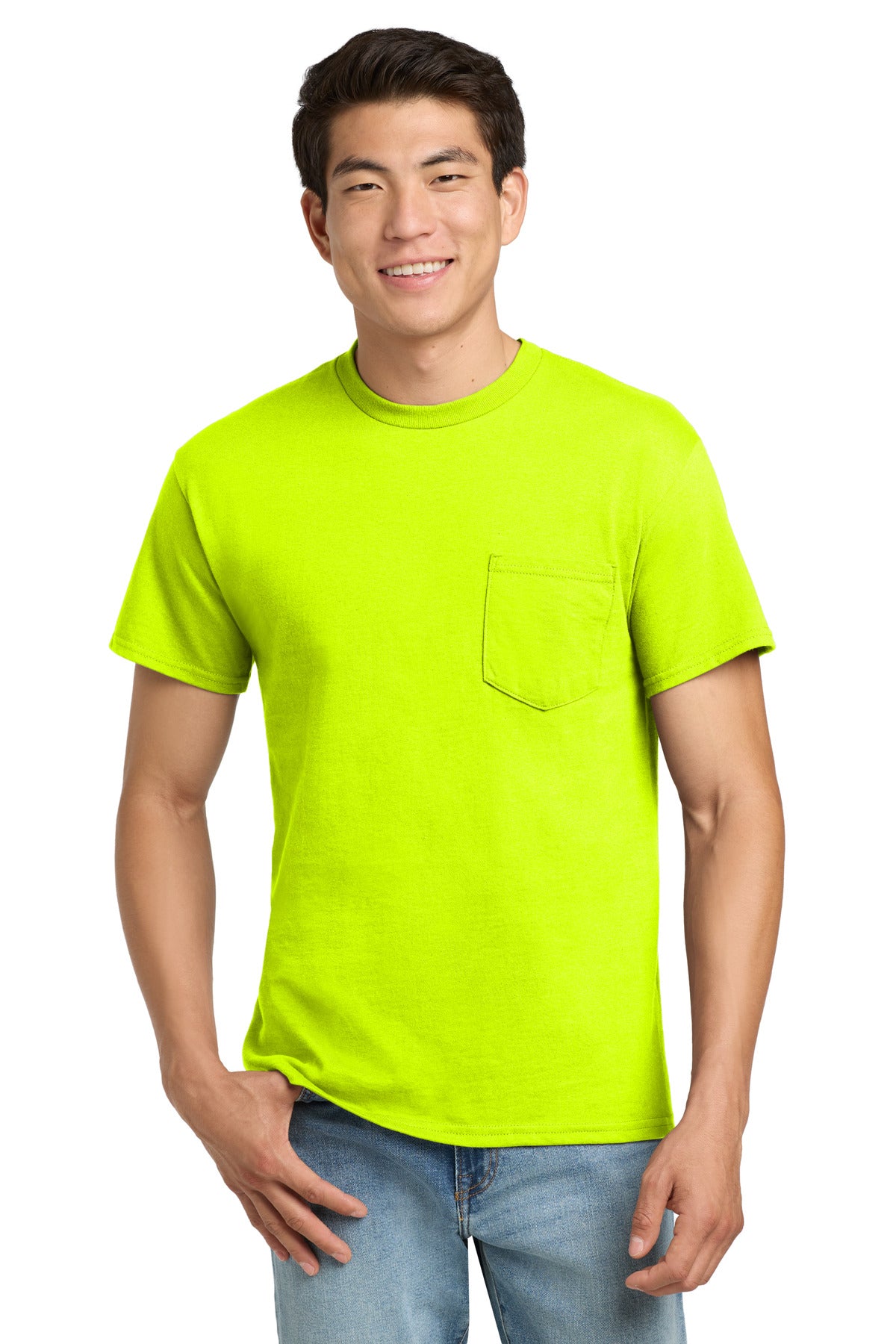 Gildan - Ultra Cotton 100% US Cotton T-Shirt with Pocket. 2300 - Safety Green - front