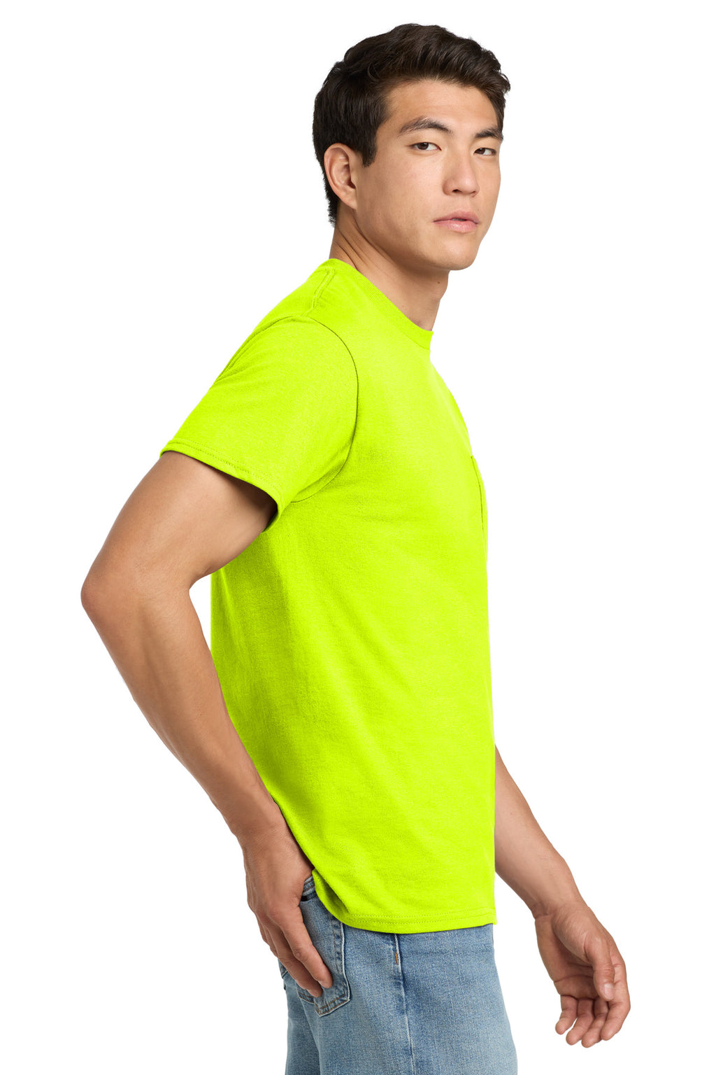 Gildan - Ultra Cotton 100% US Cotton T-Shirt with Pocket. 2300 - Safety Green - side