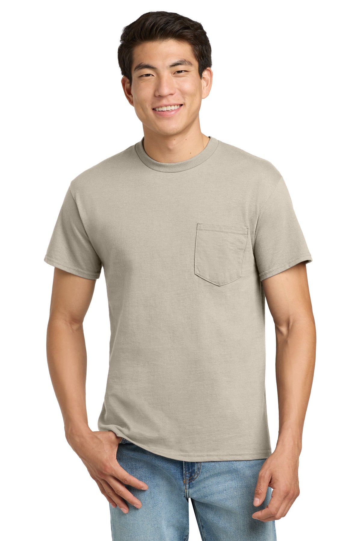 Gildan - Ultra Cotton 100% US Cotton T-Shirt with Pocket. 2300 - Sand - front