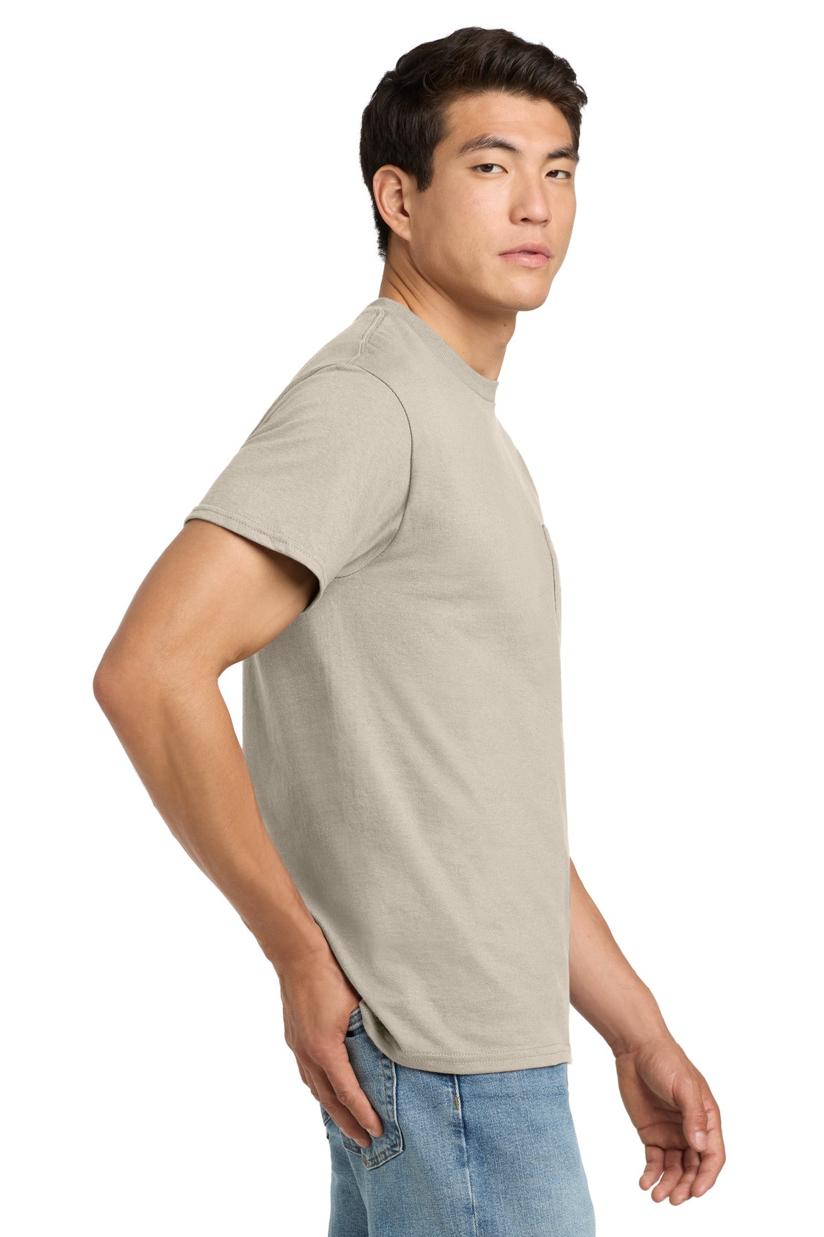Gildan - Ultra Cotton 100% US Cotton T-Shirt with Pocket. 2300 - Sand - side