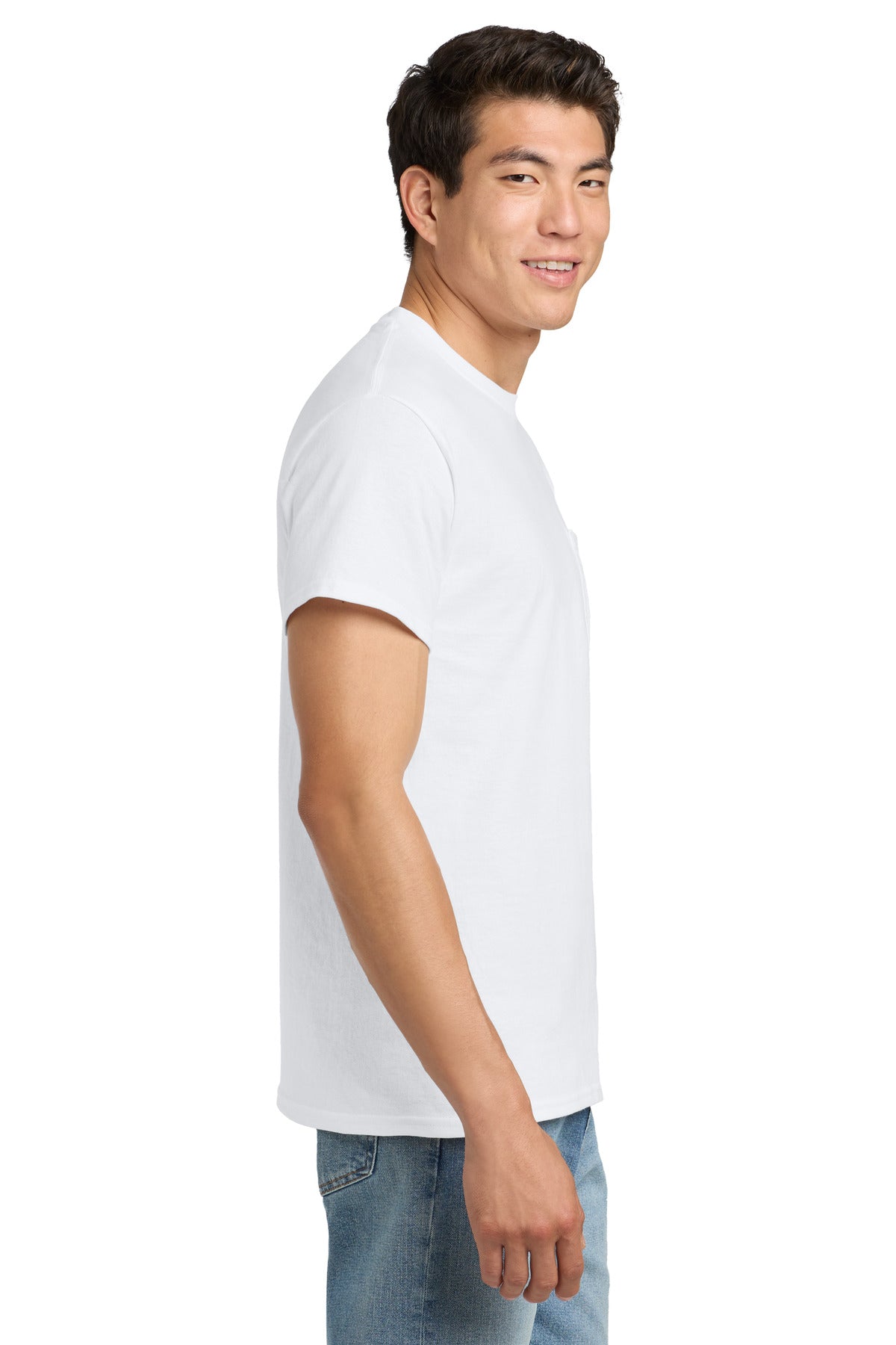 Gildan - Ultra Cotton 100% US Cotton T-Shirt with Pocket. 2300 - White - side