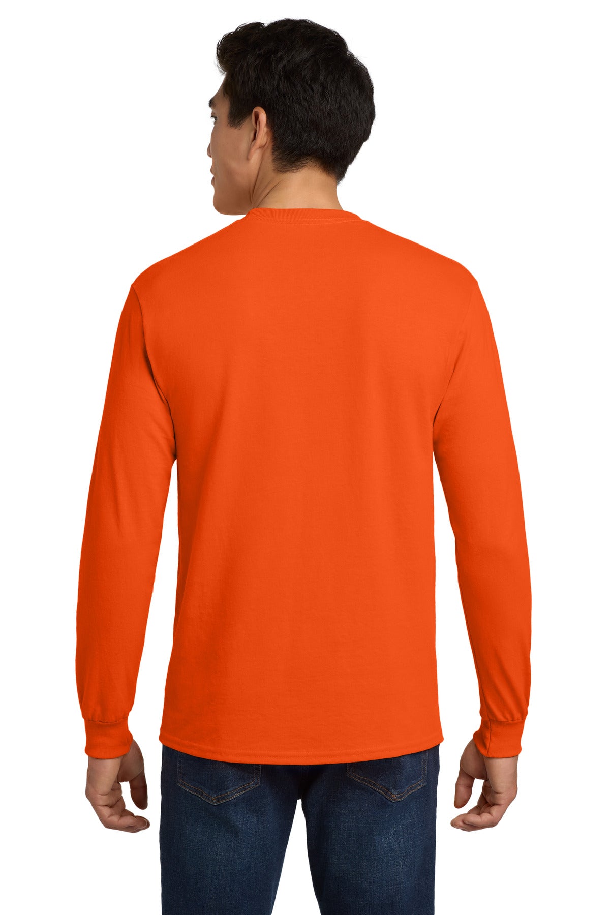 Gildan - Ultra Cotton 100% US Cotton Long Sleeve T-Shirt with Pocket. 2410 - S. Orange - back