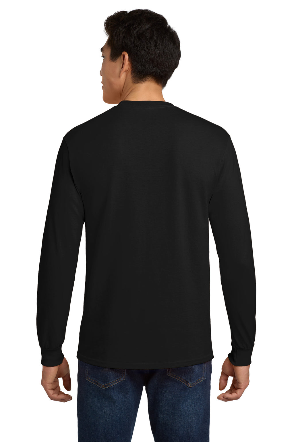 Gildan - Ultra Cotton 100% US Cotton Long Sleeve T-Shirt with Pocket. 2410 - Black - back