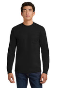 Gildan - Ultra Cotton 100% US Cotton Long Sleeve T-Shirt with Pocket. 2410 - Black - front