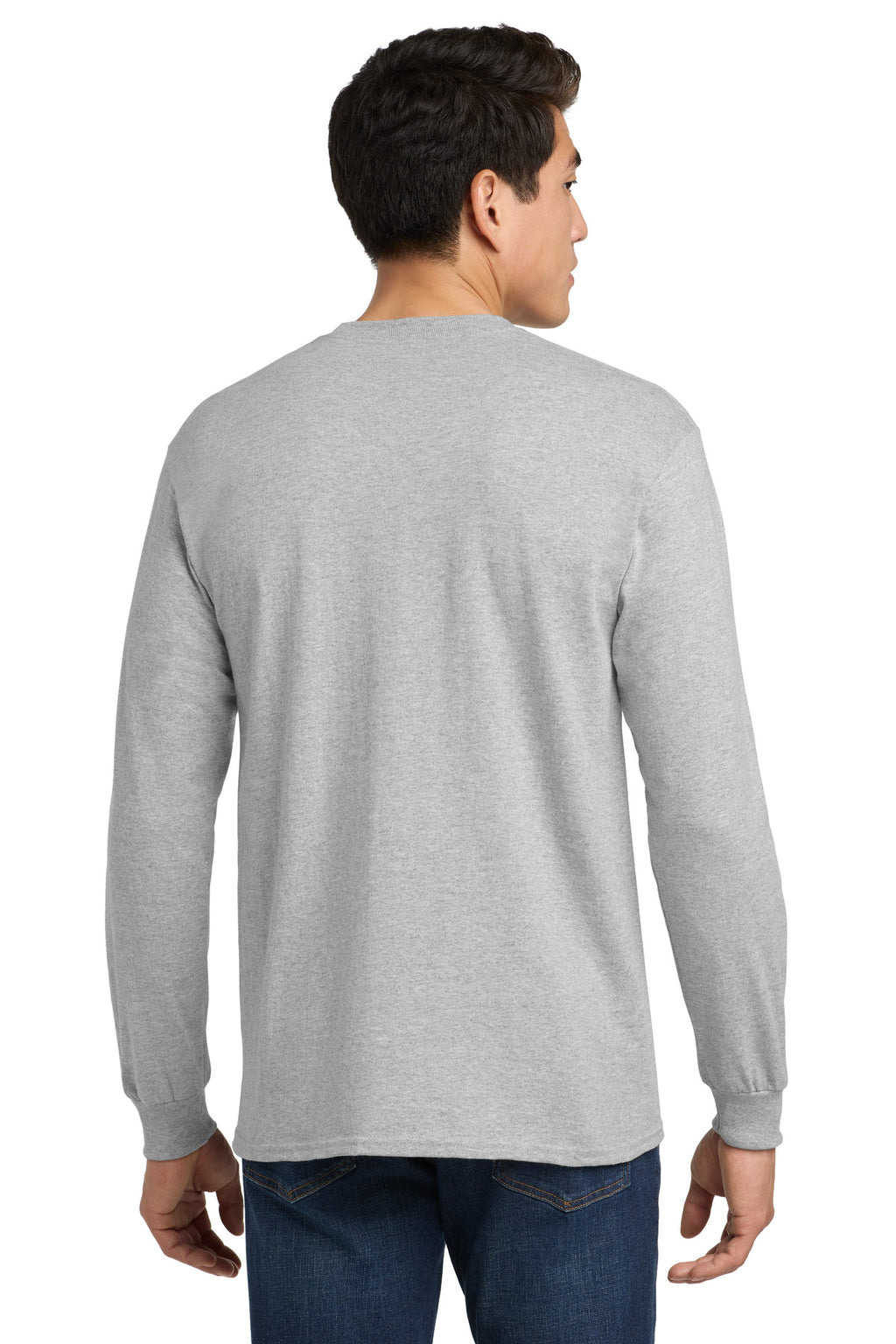 Gildan - Ultra Cotton 100% US Cotton Long Sleeve T-Shirt with Pocket. 2410 - Sport Grey - back