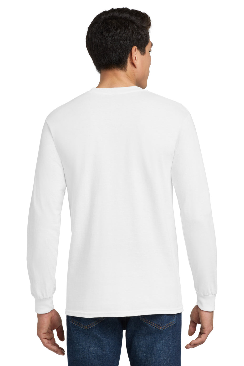 Gildan - Ultra Cotton 100% US Cotton Long Sleeve T-Shirt with Pocket. 2410 - White - back