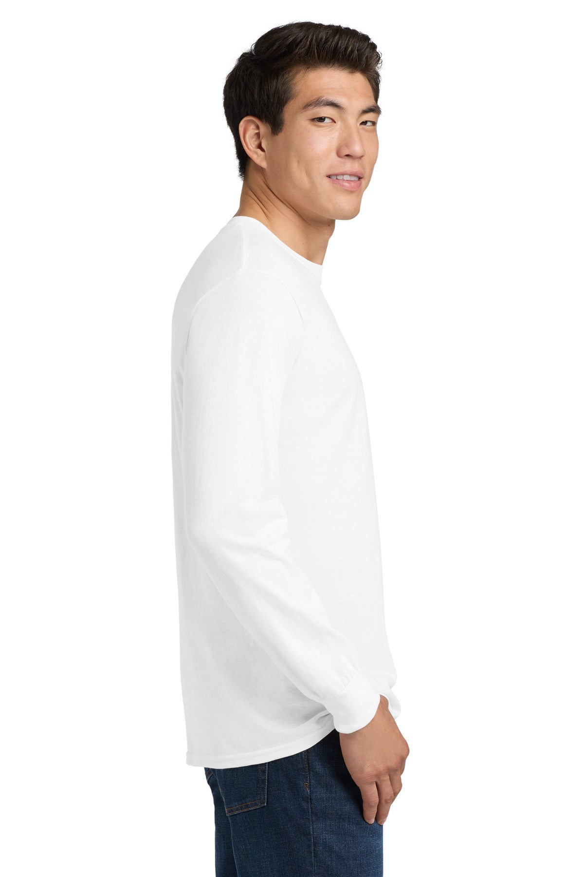 Gildan - Ultra Cotton 100% US Cotton Long Sleeve T-Shirt with Pocket. 2410 - White - side