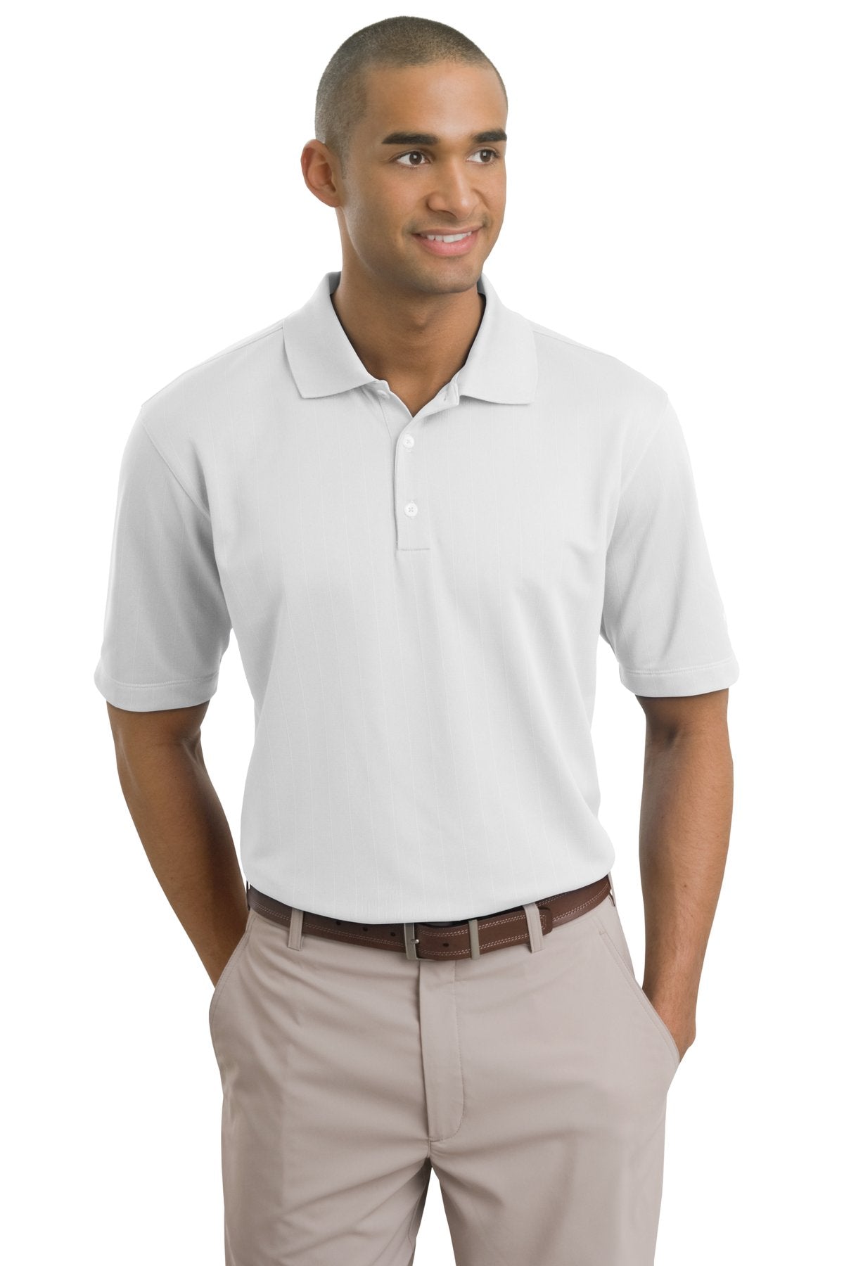 DISCONTINUED Nike Dri-FIT Textured Polo. 244620 - White - front