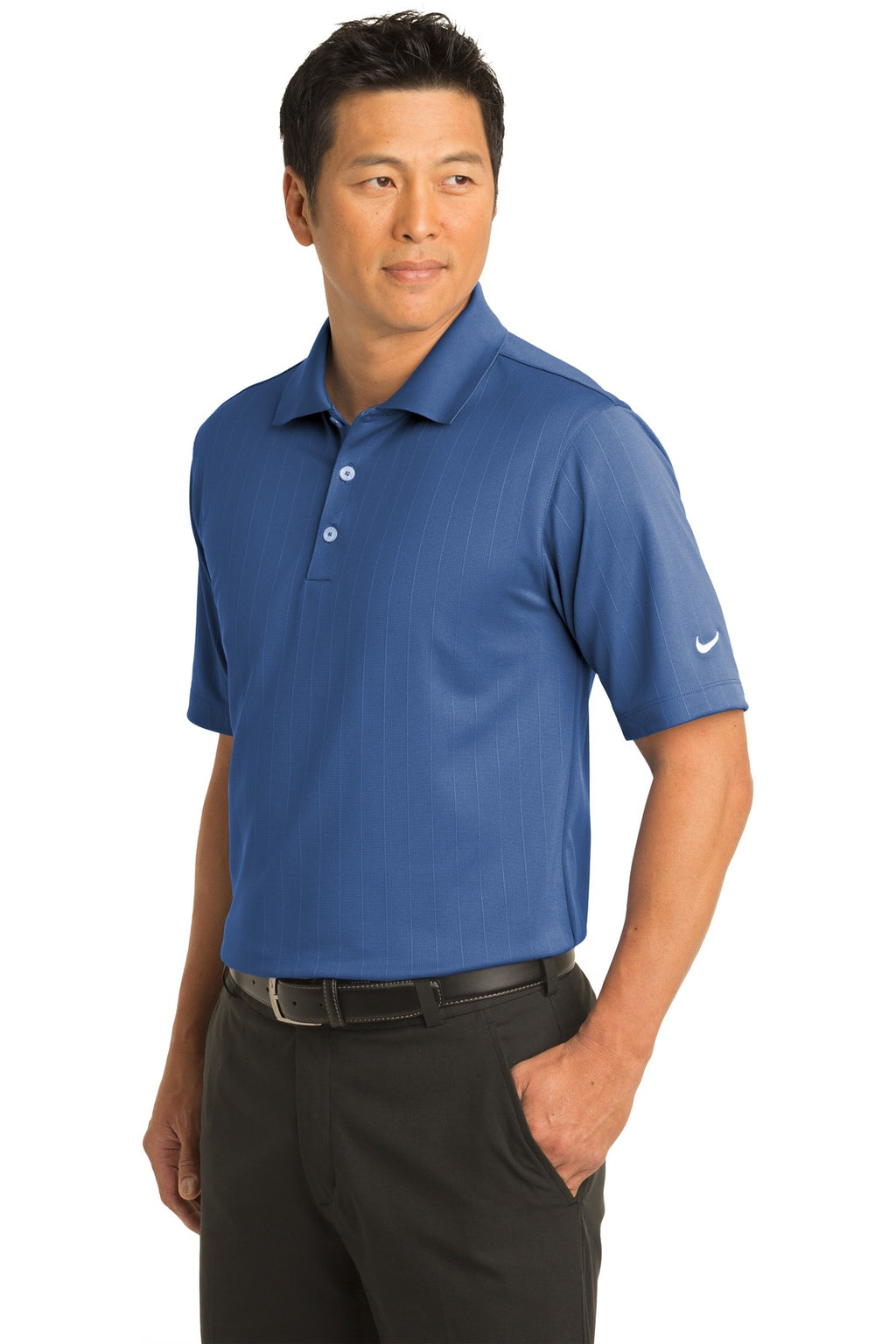 DISCONTINUED Nike Dri-FIT Textured Polo. 244620 - Mountain Blue - three_q