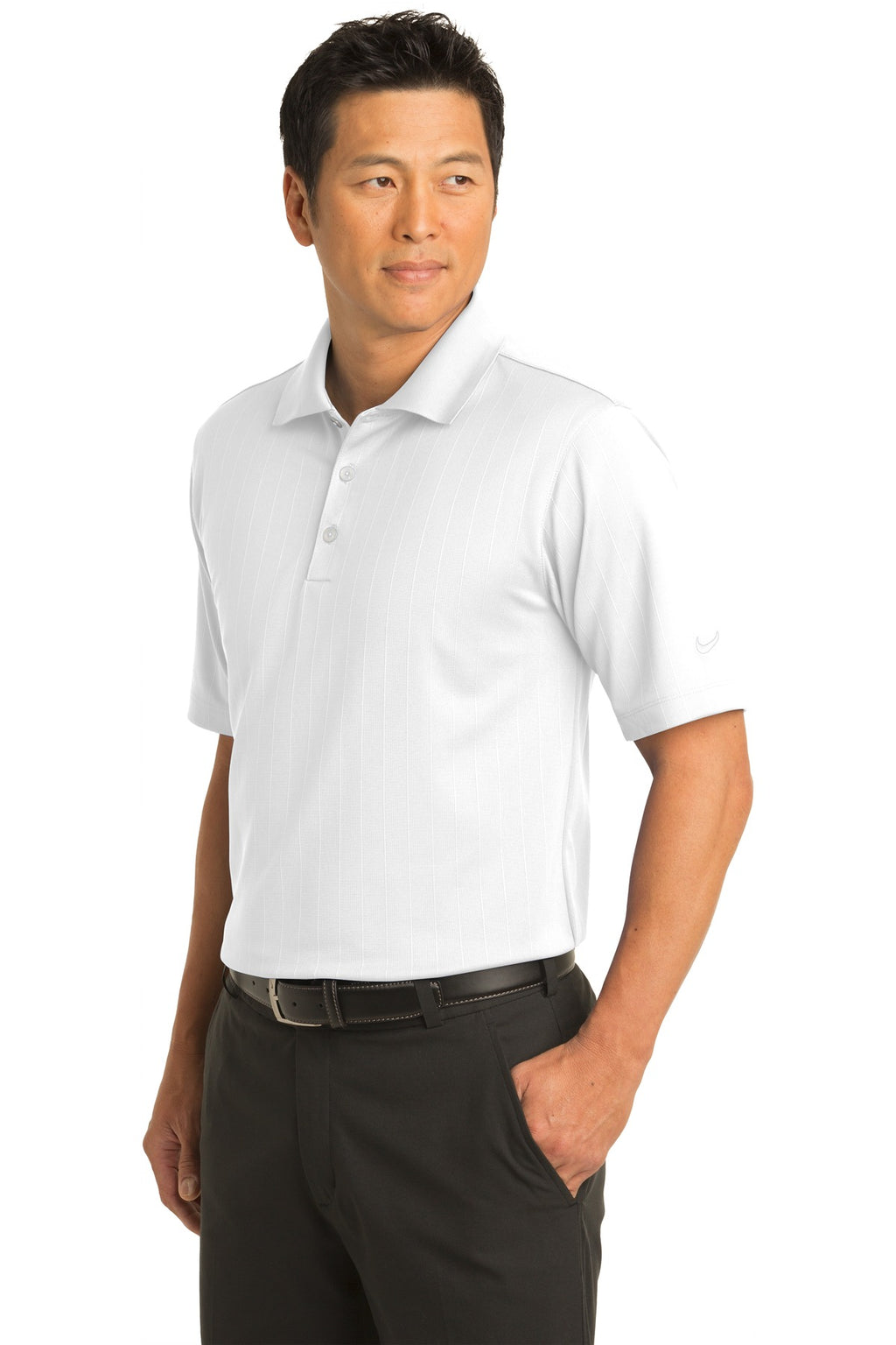 DISCONTINUED Nike Dri-FIT Textured Polo. 244620 - White - three_q