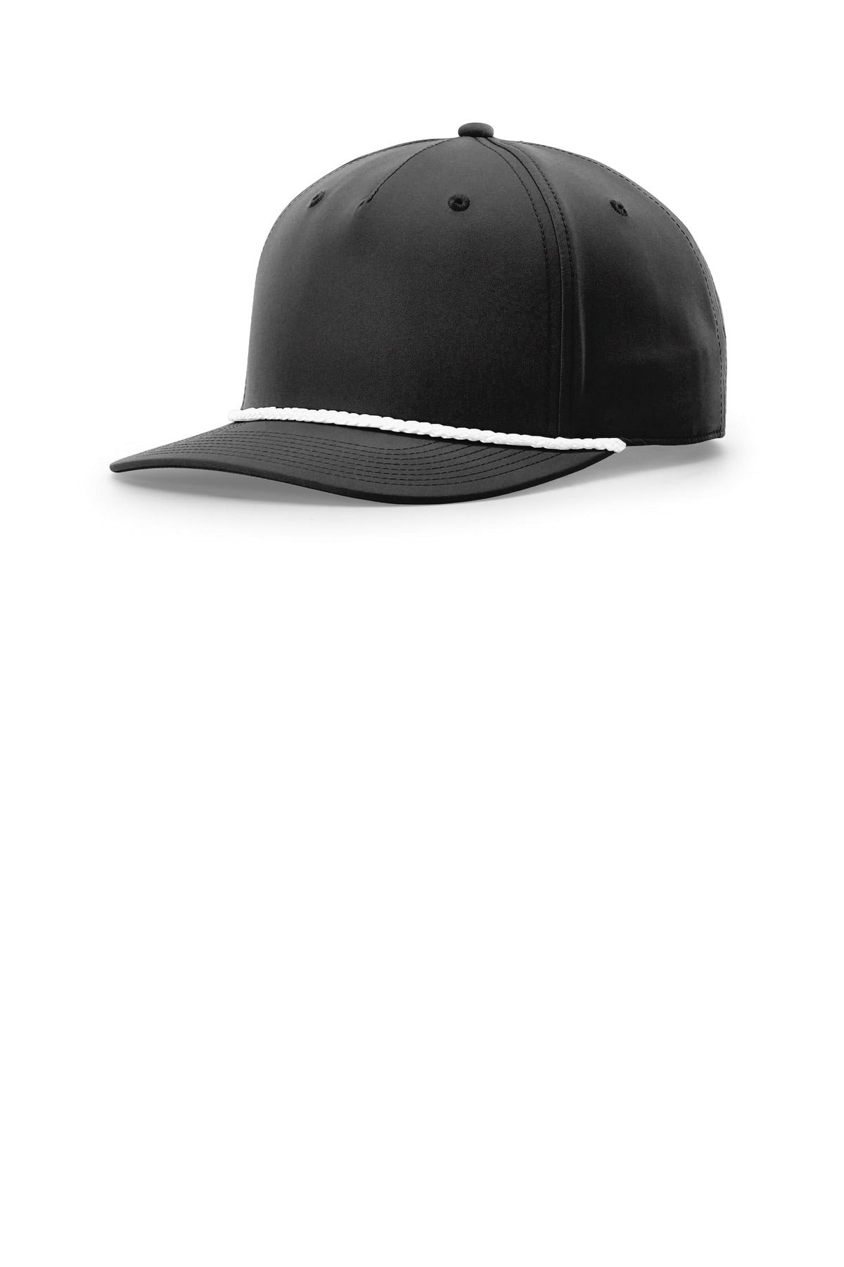 Richardson 5-Panel Classic Rope Cap 258 - Black/ White - front